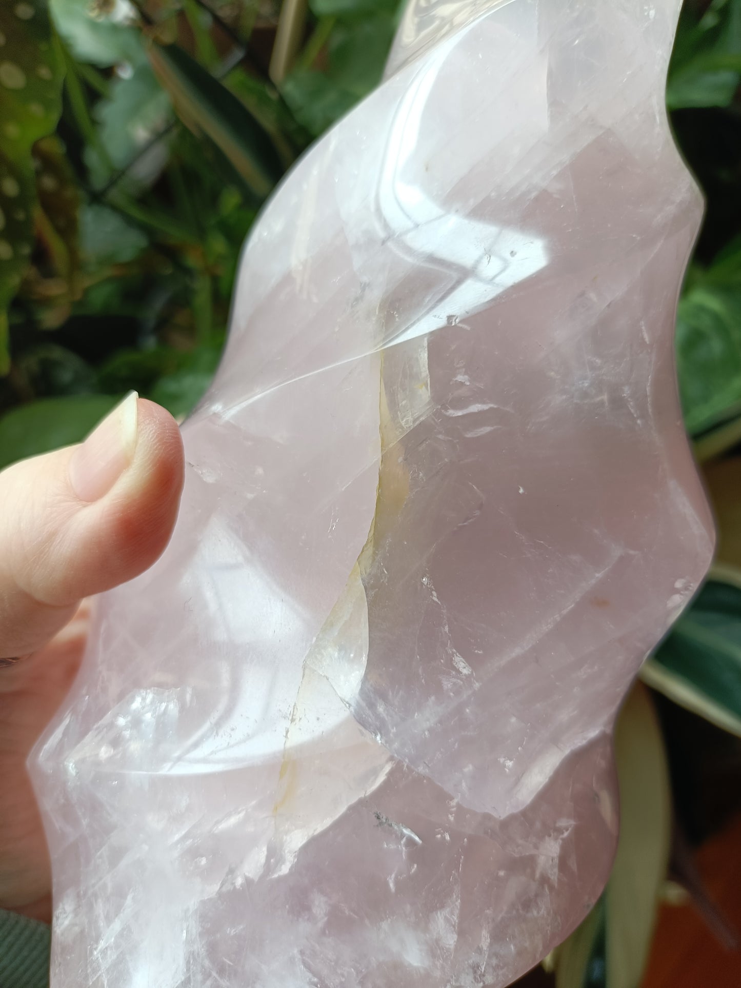 Rose Quartz Flame Carving - 1947g