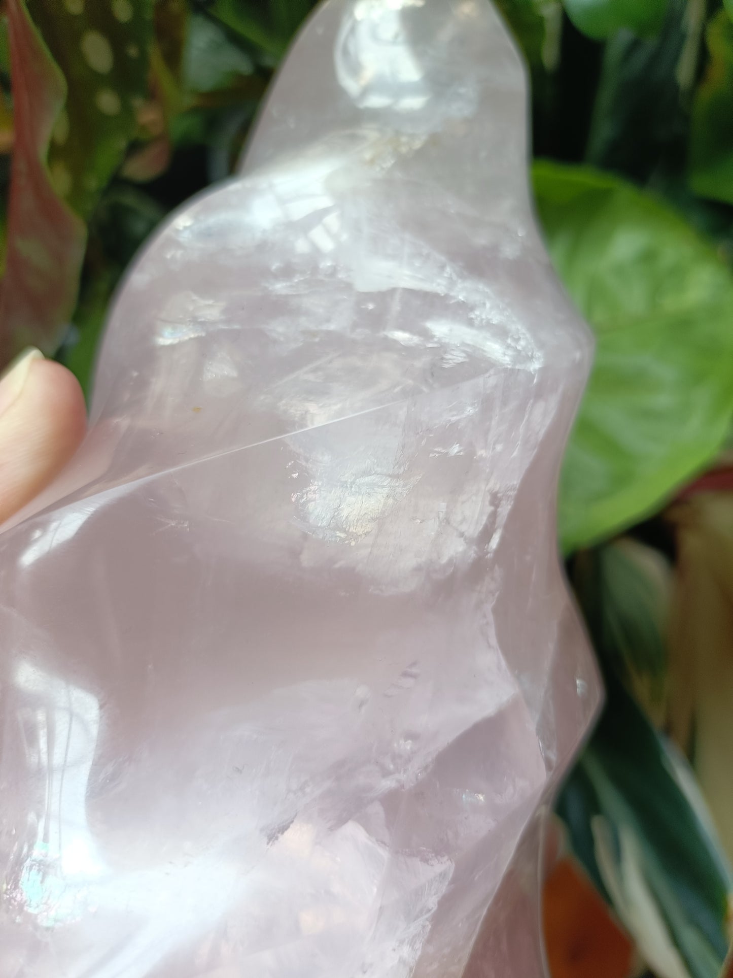 Rose Quartz Flame Carving - 1947g