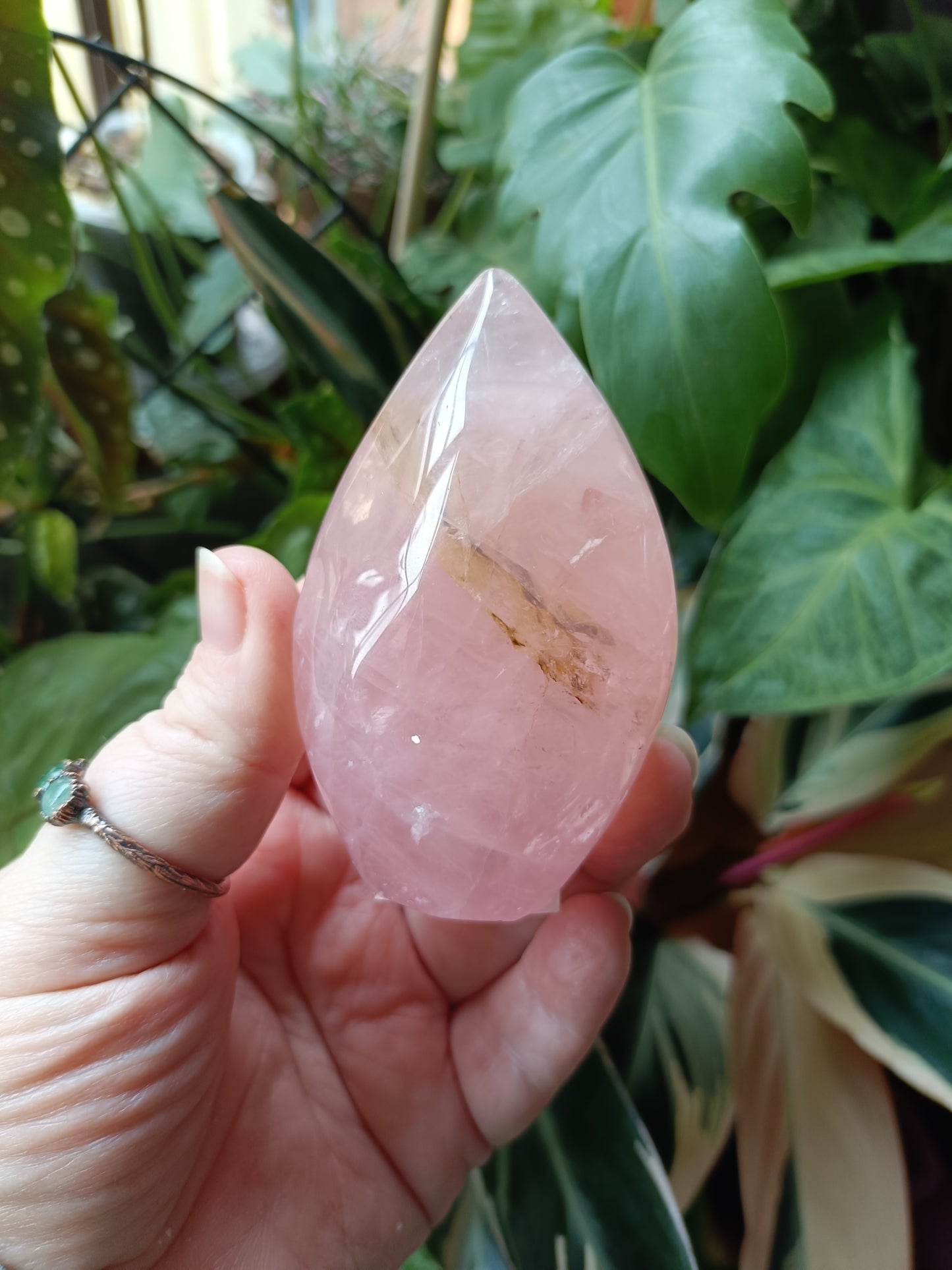 Rose Quartz & Golden Healer Teardrop Freeform - 216g