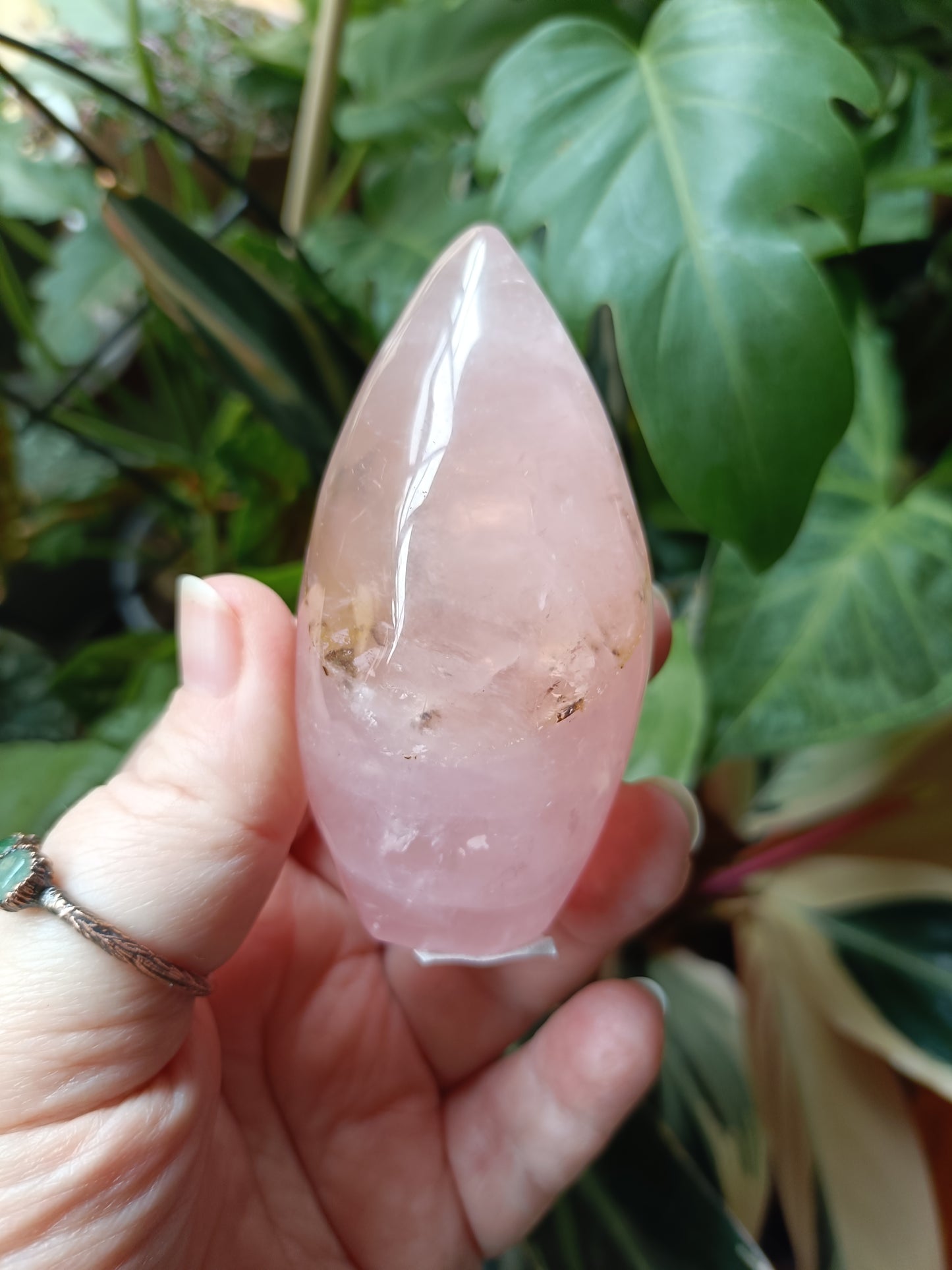 Rose Quartz & Golden Healer Teardrop Freeform - 216g