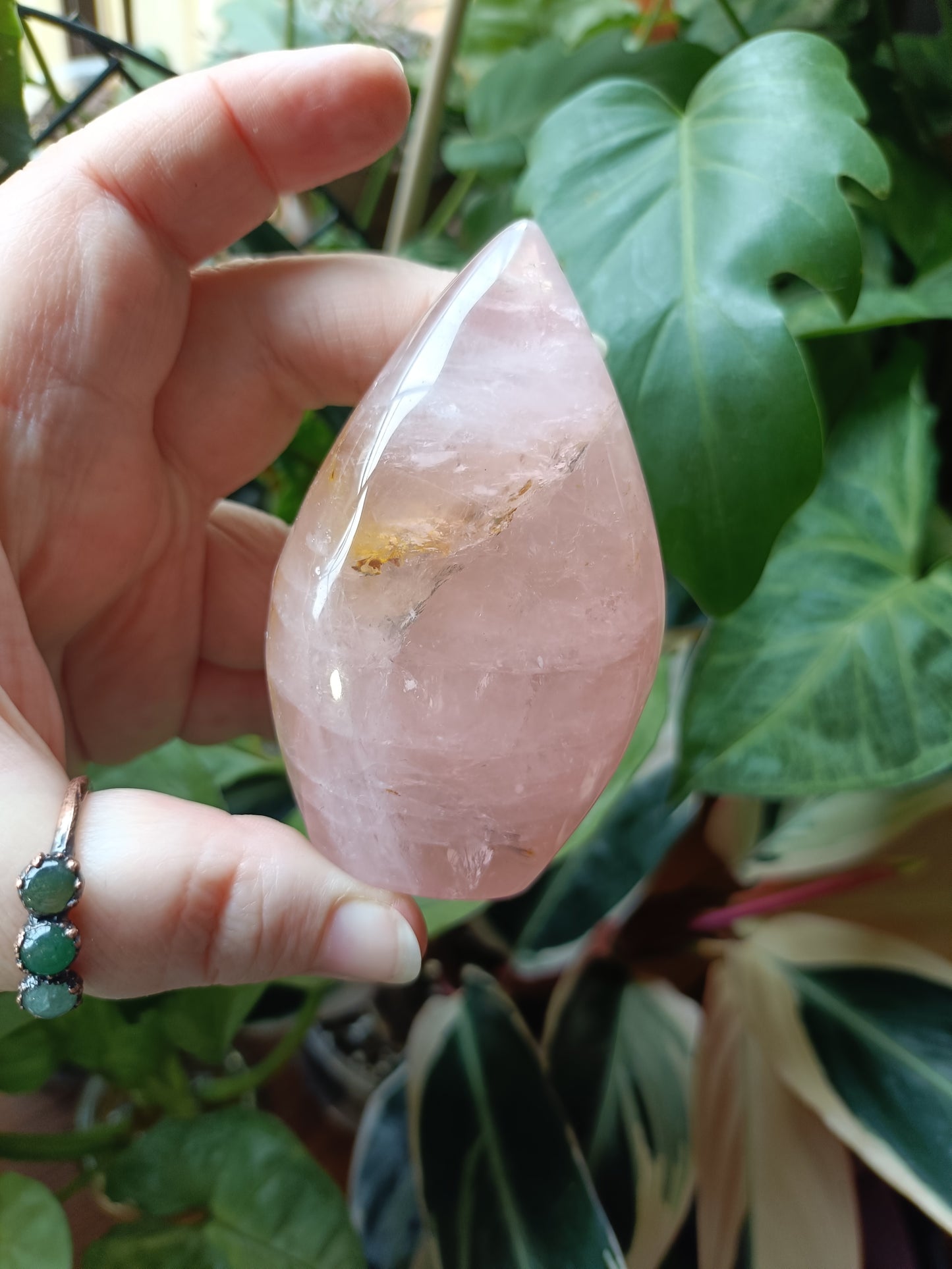 Rose Quartz & Golden Healer Teardrop Freeform - 214g