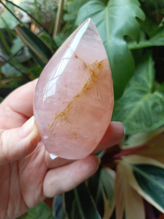 Rose Quartz & Golden Healer Teardrop Freeform - 214g