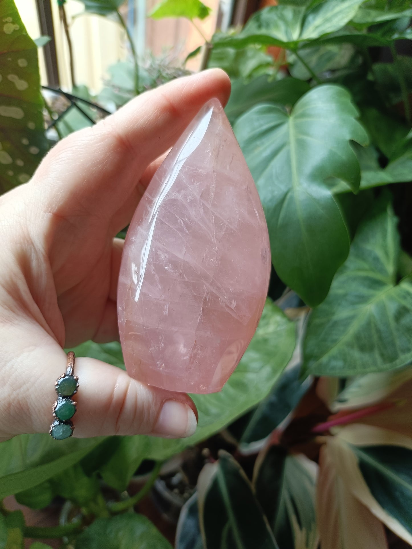 Rose Quartz & Golden Healer Teardrop Freeform - 238g