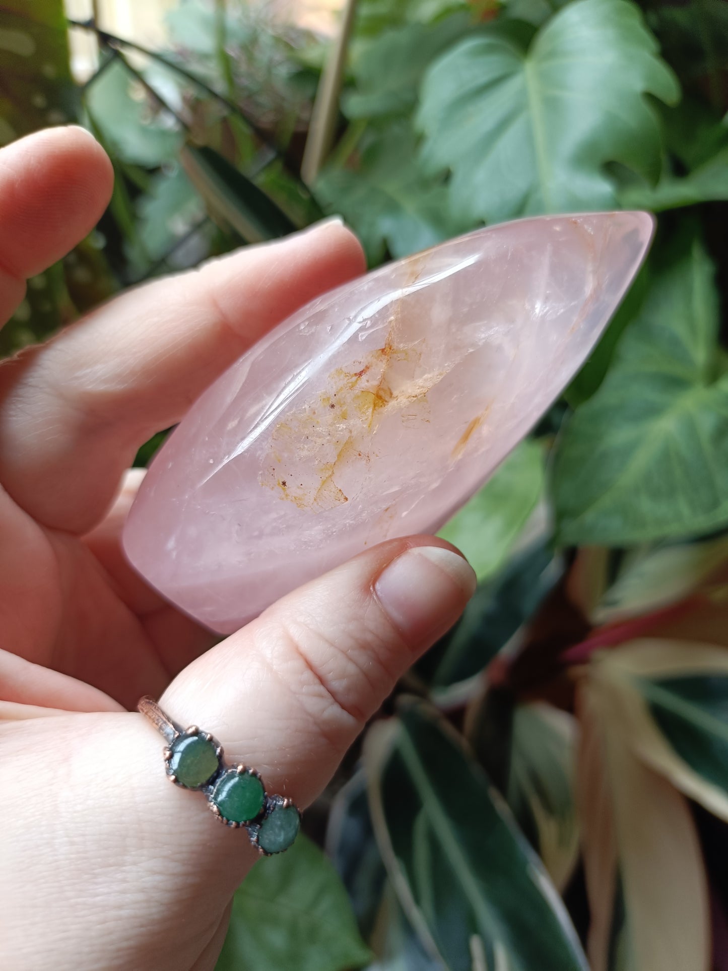 Rose Quartz & Golden Healer Teardrop Freeform - 239g