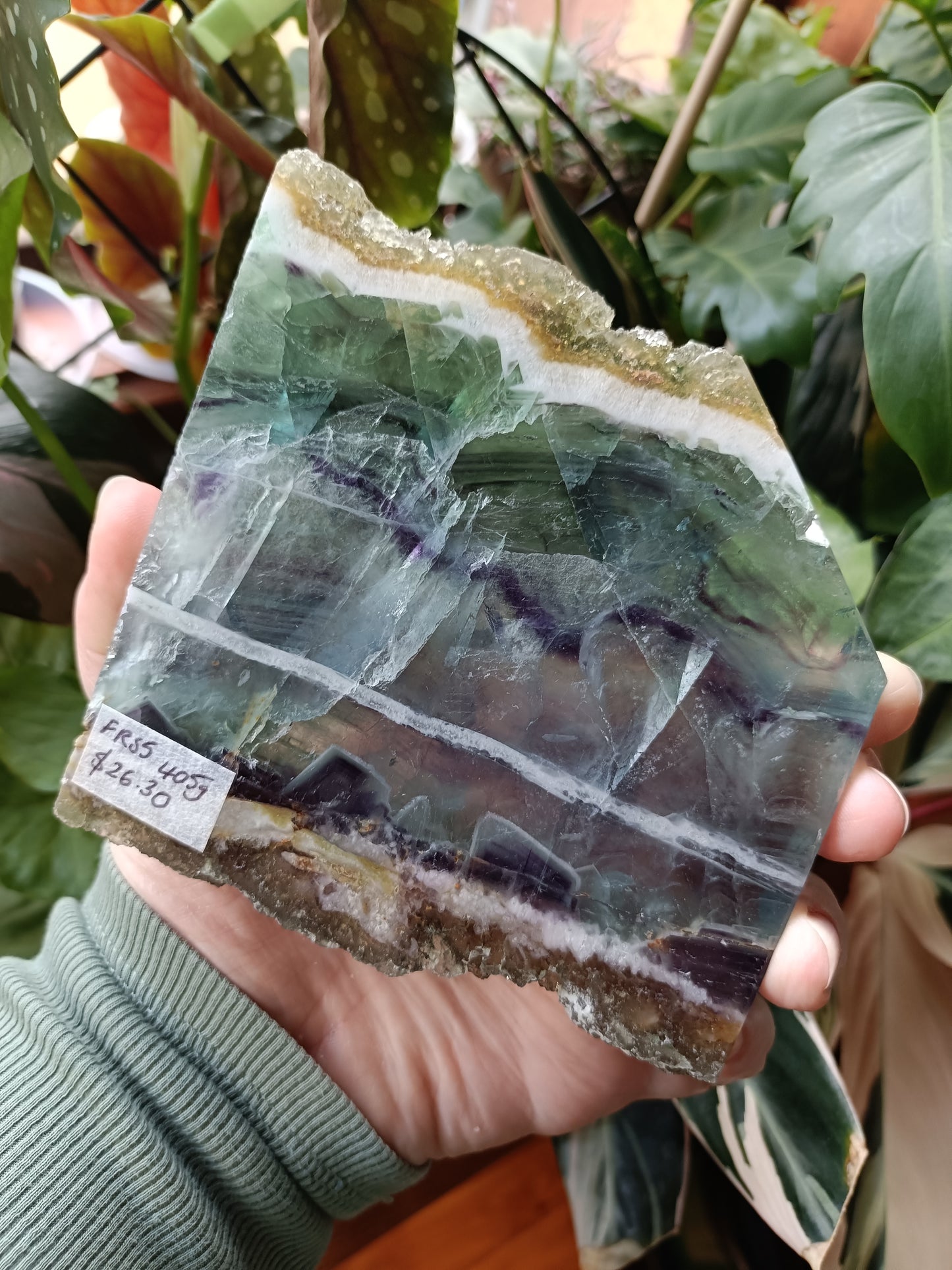 Raw Edge Fluorite Polished Slab - 405g