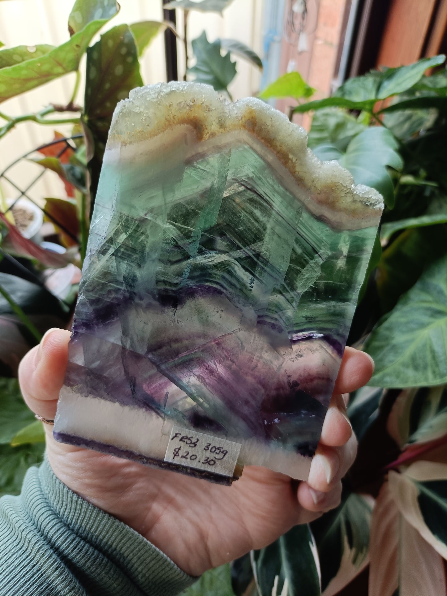 Raw Edge Fluorite Polished Slab - 305g