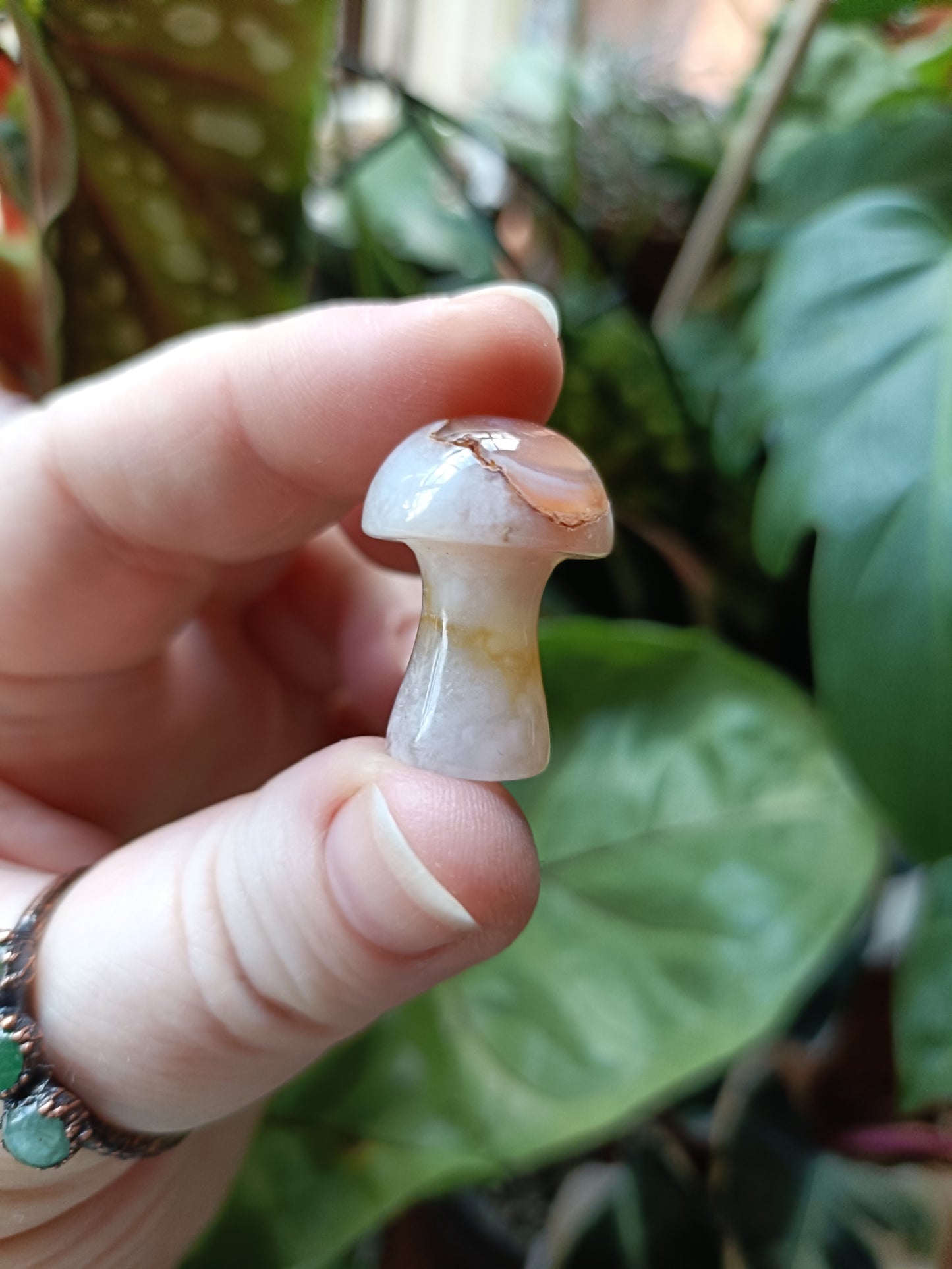 Pink Flower Agate Mini Mushrooms - 8-12g