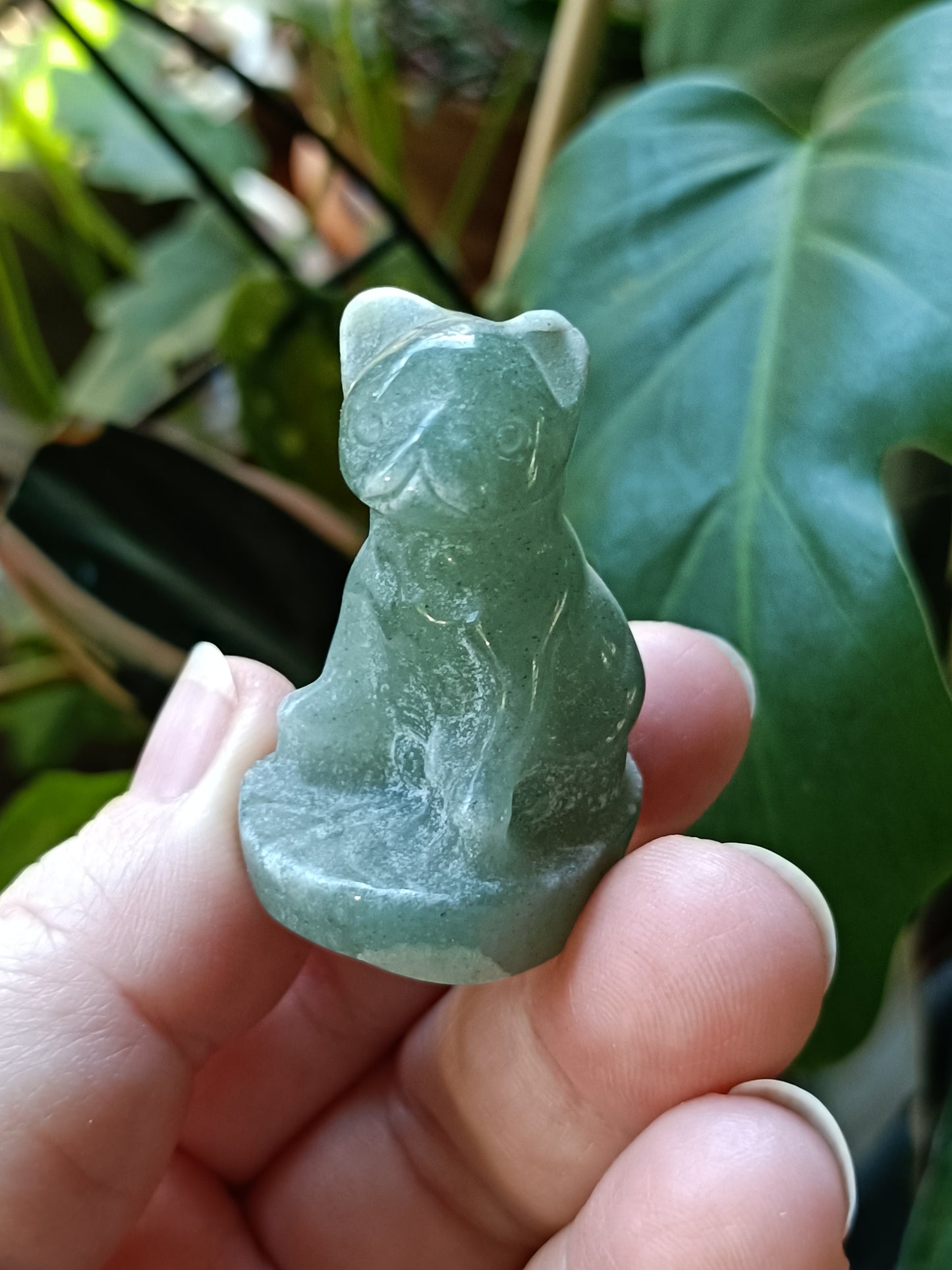 Green Adventurine Mini French Bulldog Carving - 25-30g