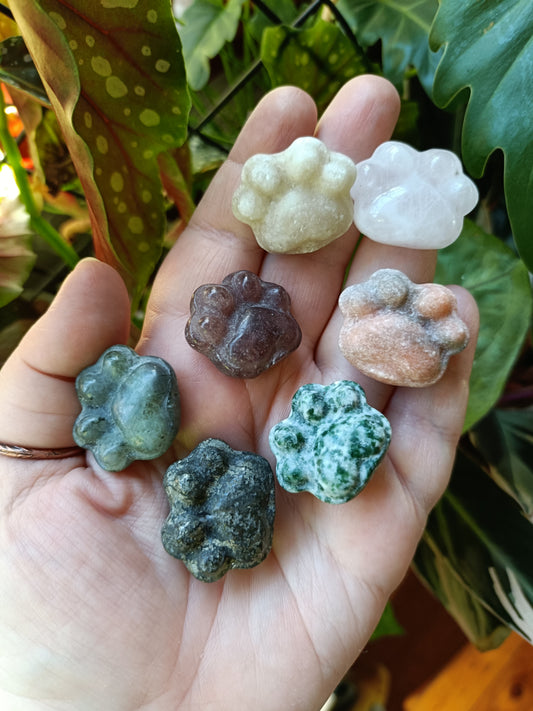 Mixed Stone Mini Cat Paw Carving - 15g
