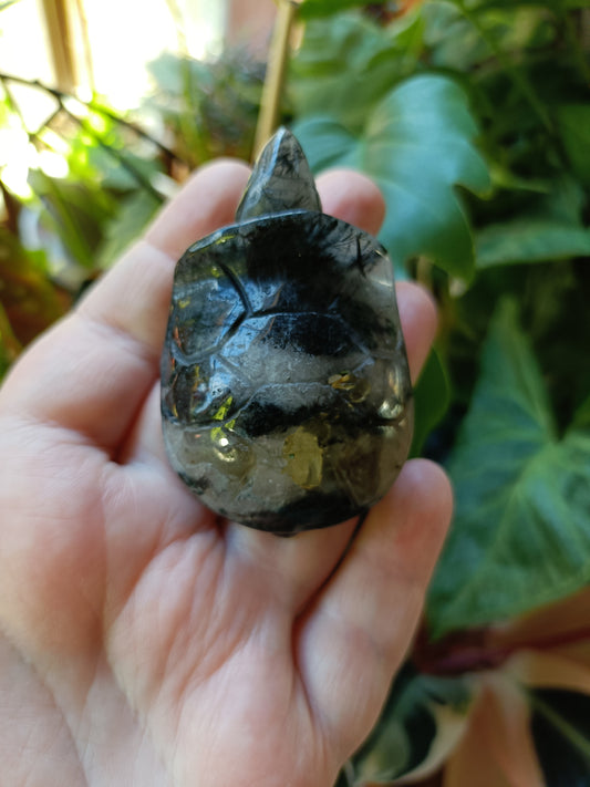 Black Tourmaline in Quartz Turtle - 75g