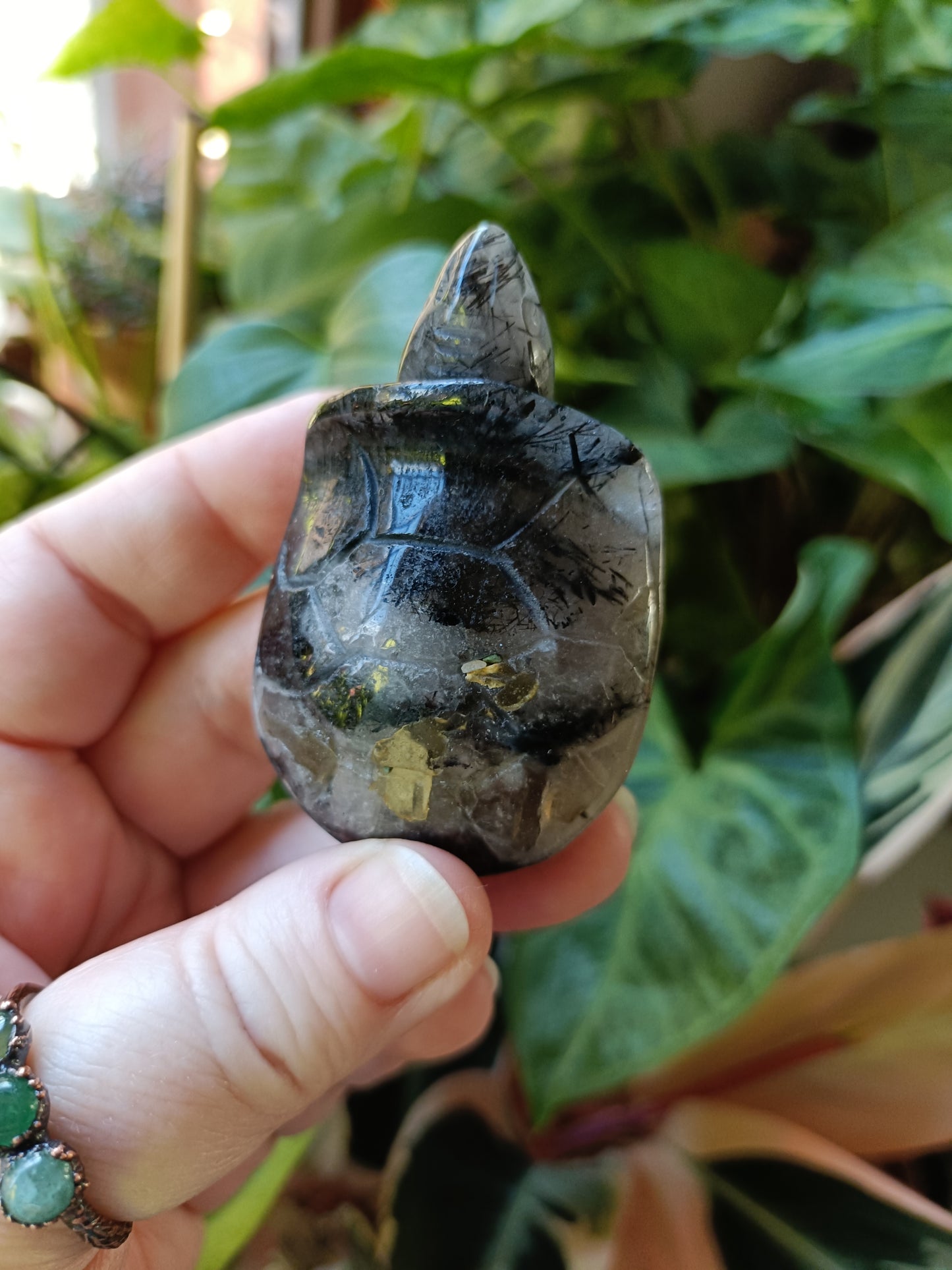 Black Tourmaline in Quartz Turtle - 75g