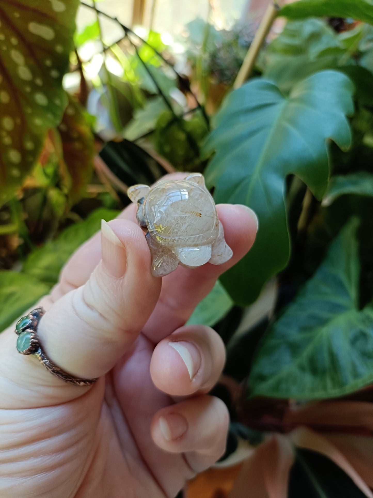 Mini Quartz with Rutile Turtle Carving - 14-23g
