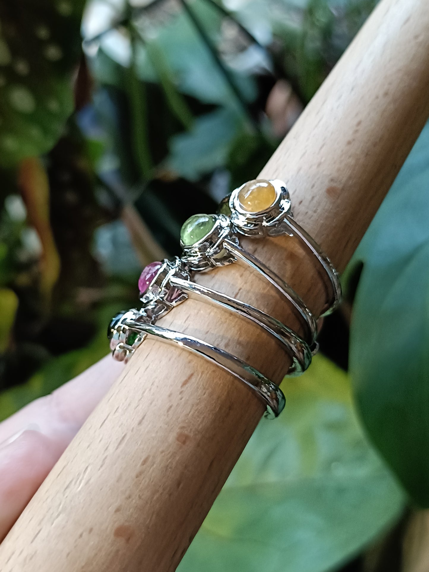 Round Tourmaline Ring - Silver-Plated Copper