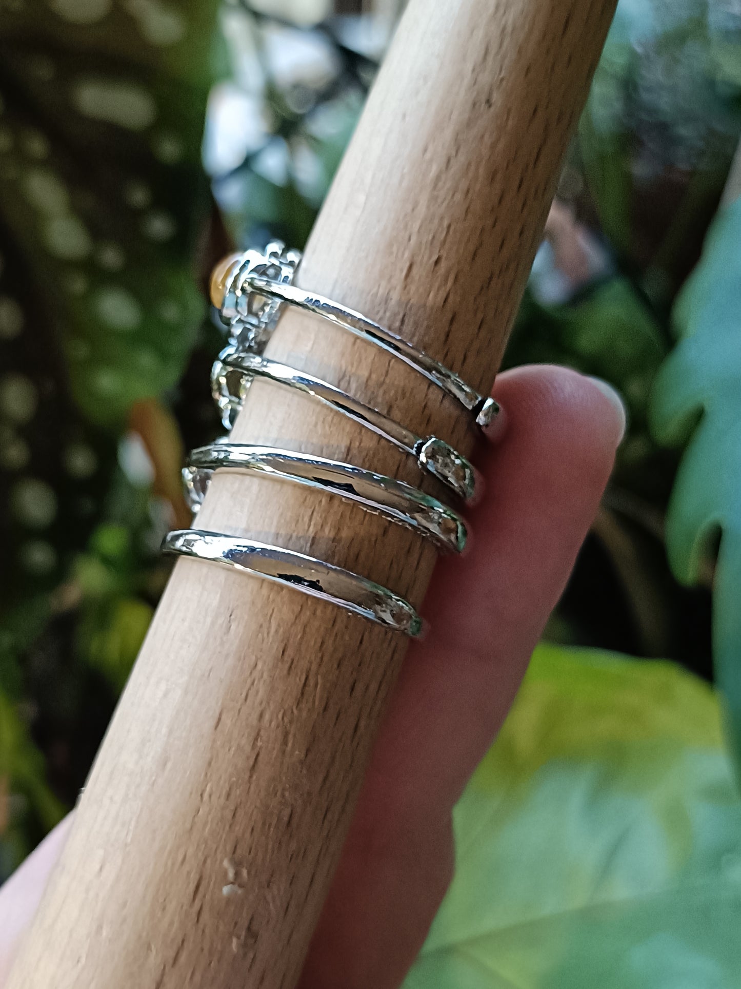 Round Tourmaline Ring - Silver-Plated Copper