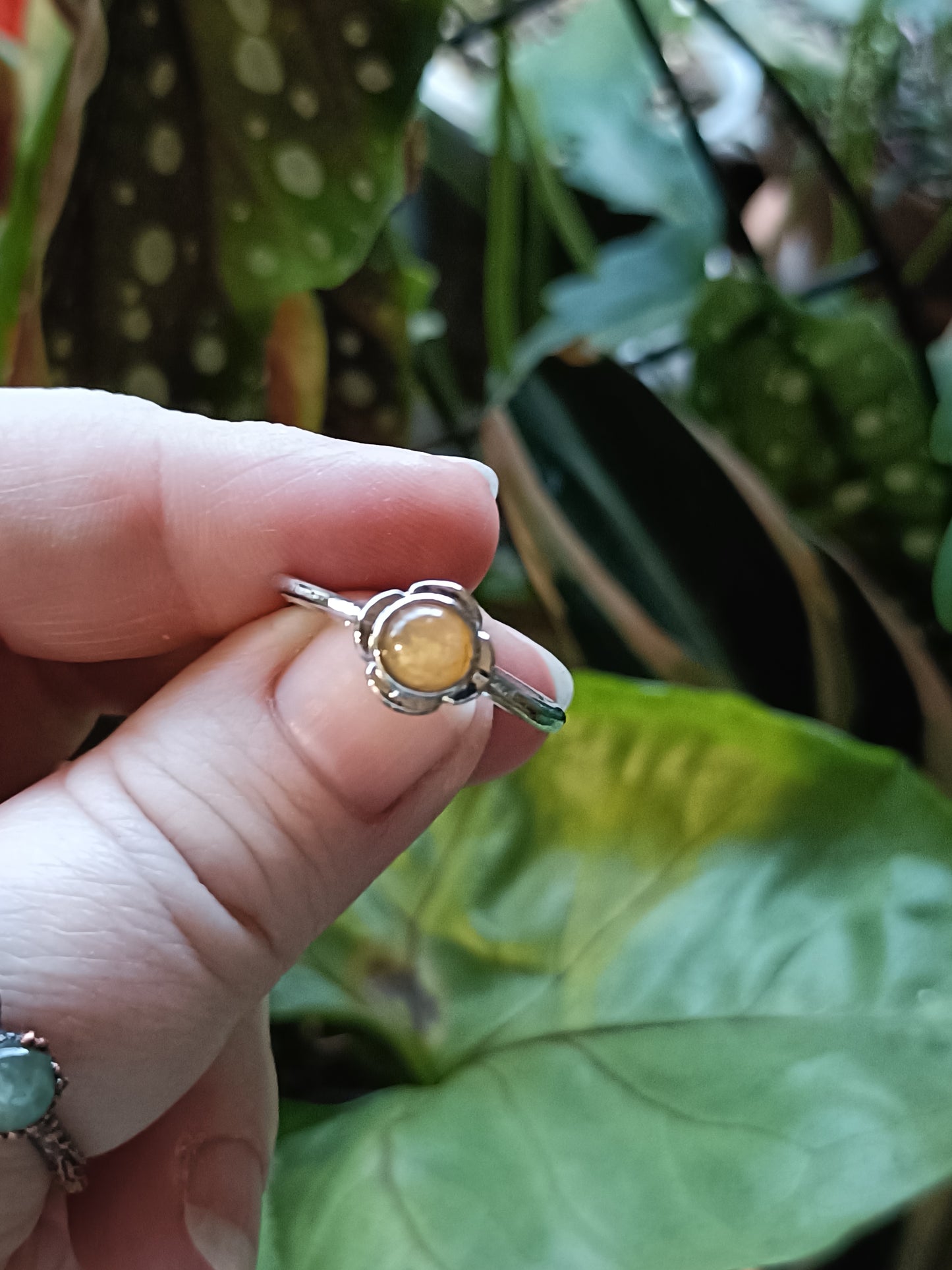 Round Tourmaline Ring - Silver-Plated Copper