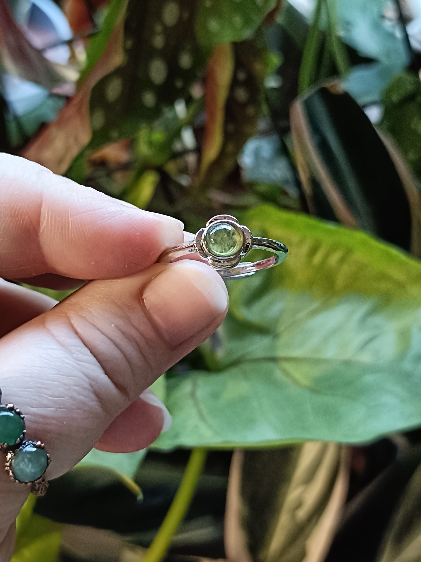 Round Tourmaline Ring - Silver-Plated Copper