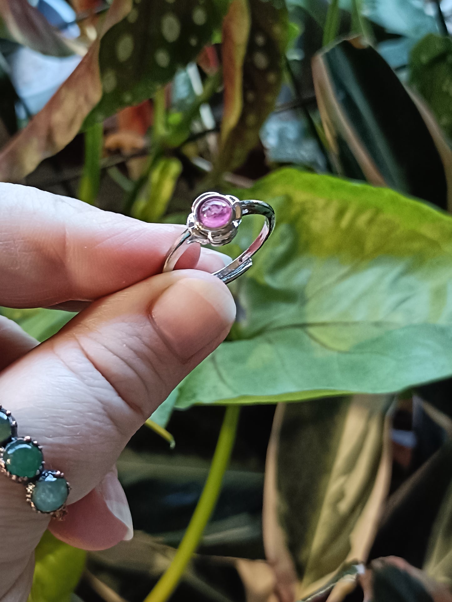 Round Tourmaline Ring - Silver-Plated Copper