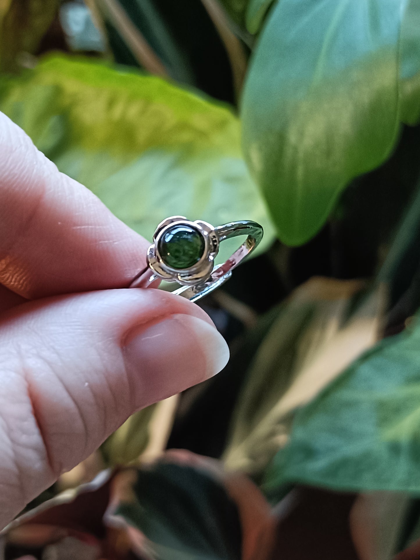 Round Tourmaline Ring - Silver-Plated Copper