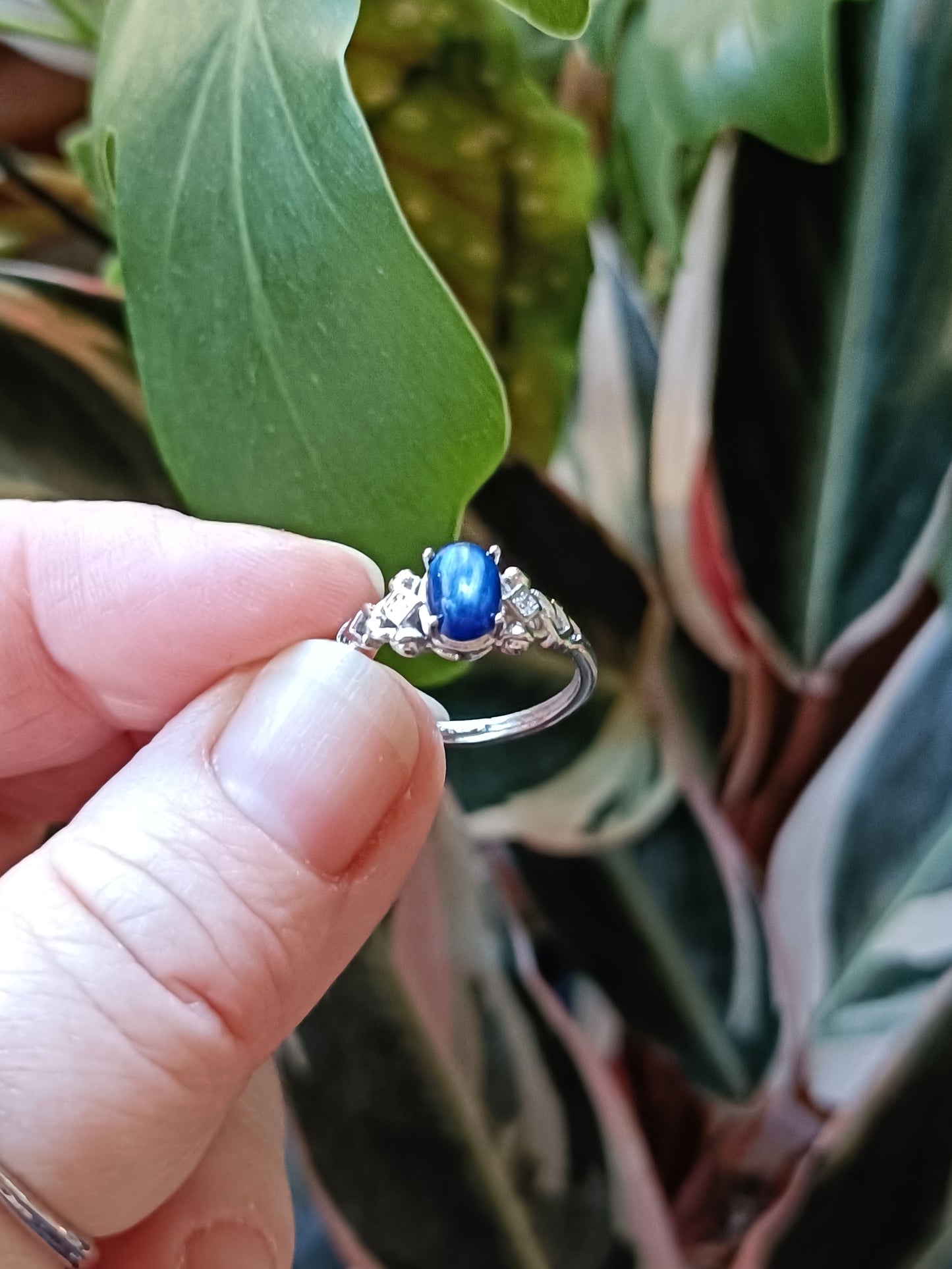 Oval Blue Kyanite Ring - Silver-Plated Copper