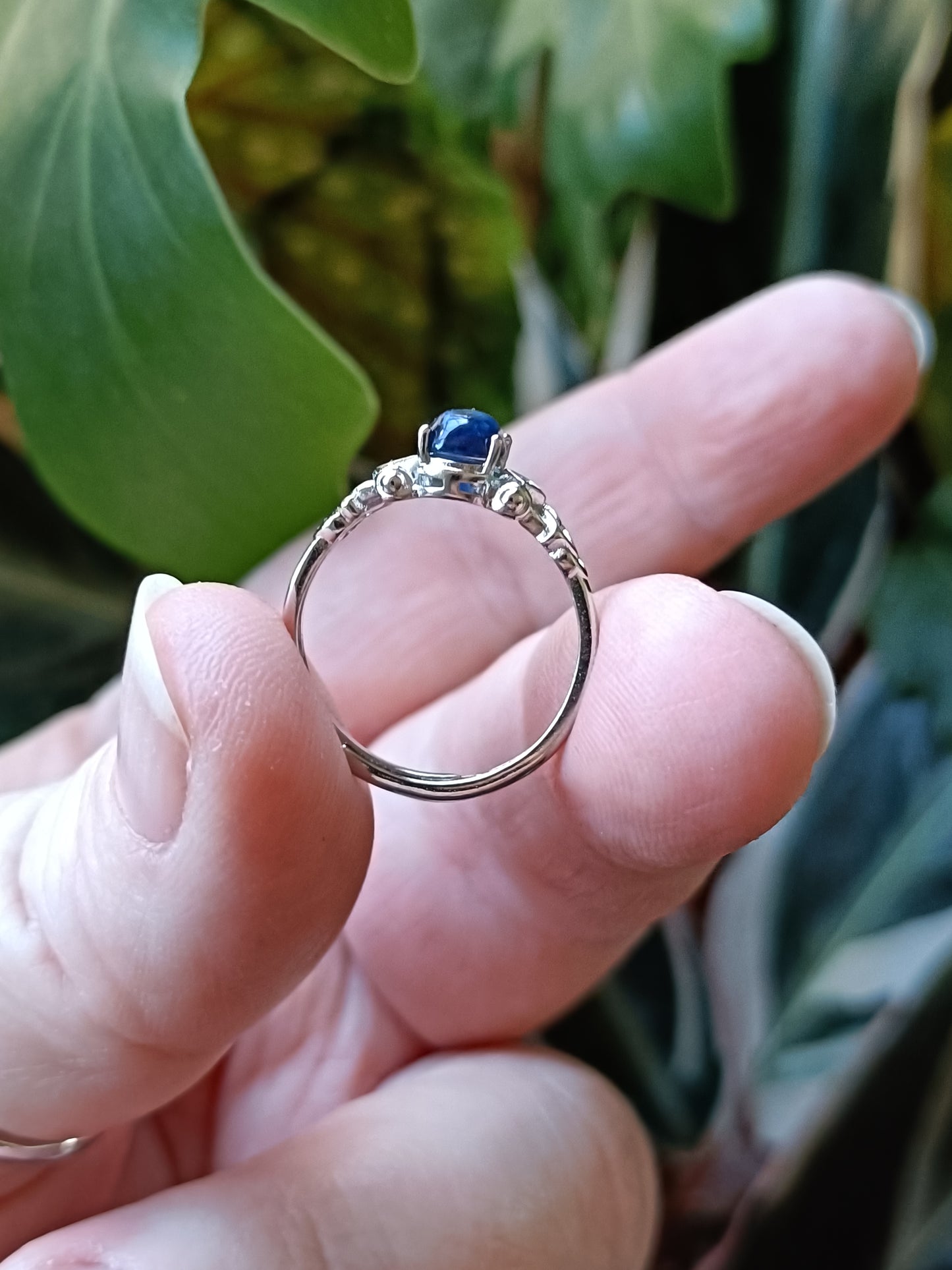 Oval Blue Kyanite Ring - Silver-Plated Copper
