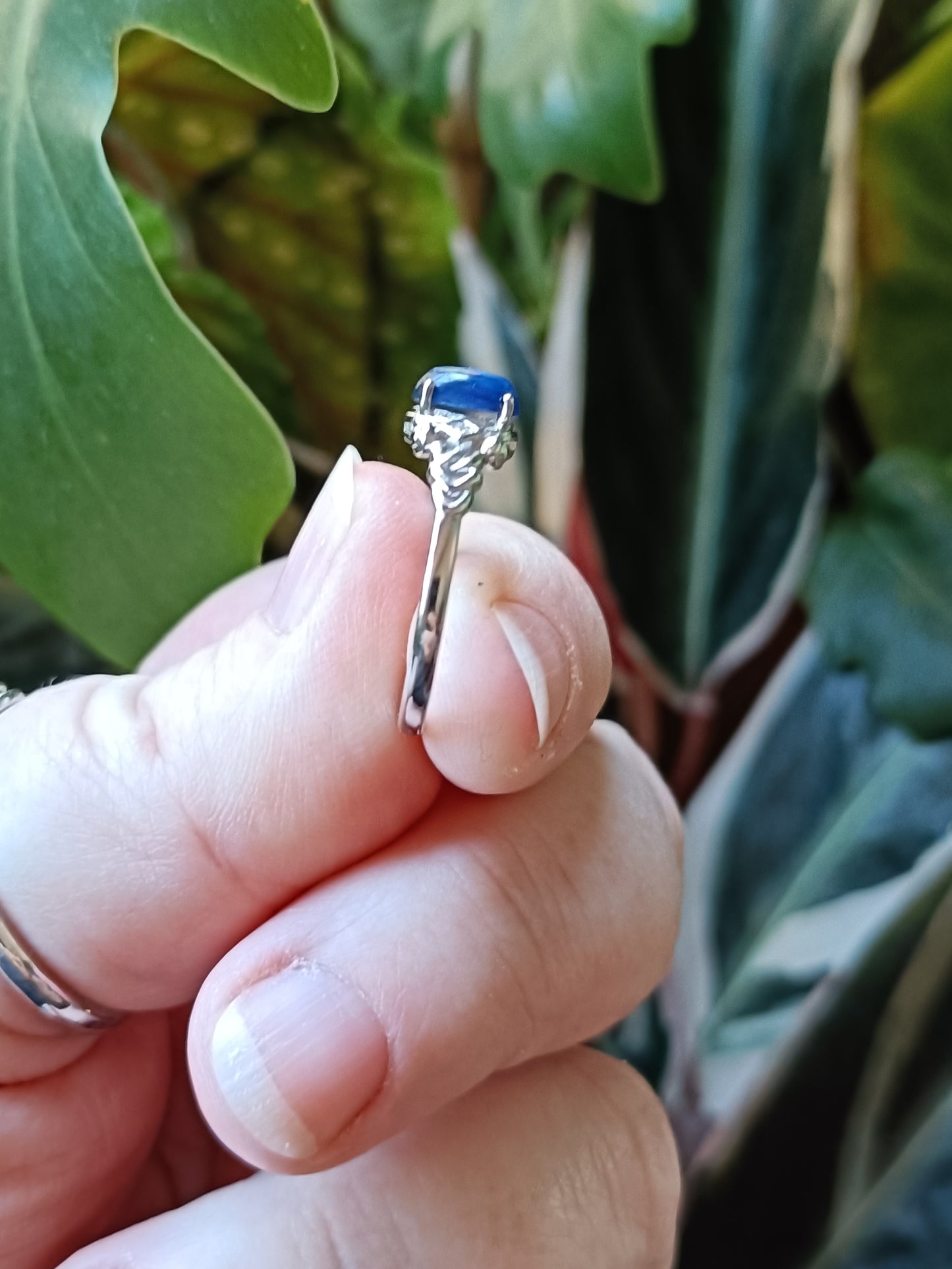 Oval Blue Kyanite Ring - Silver-Plated Copper