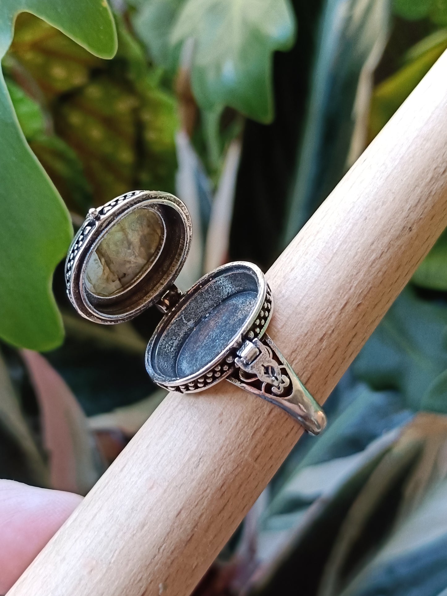 Labdradorite Poison Ring - Silver-Plated Copper