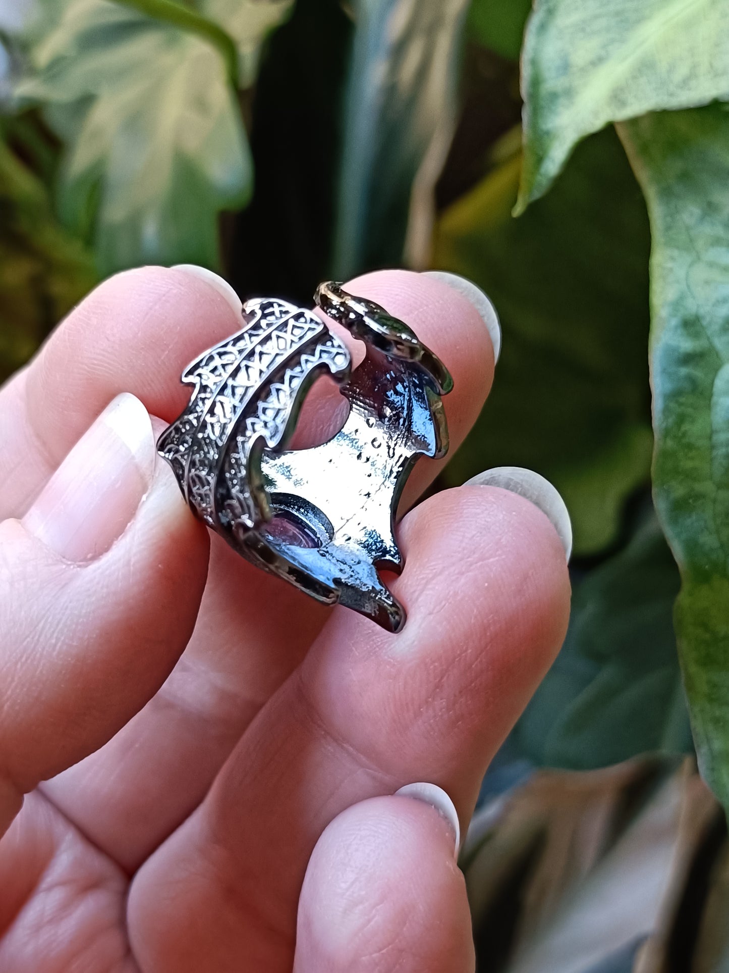 Oval Fantasy Amethyst Ring - Antique Electroplated Silver-Plated Copper