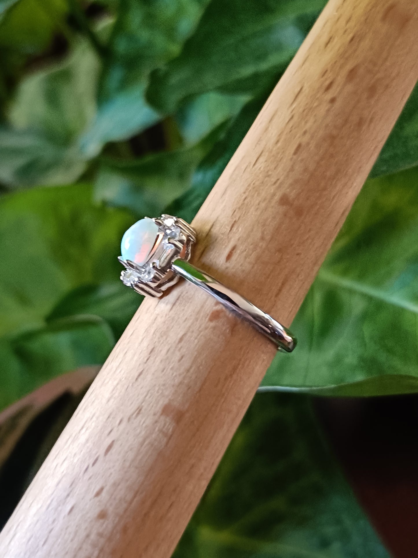 Oval Welo Fire Opal Ring - Silver-Plated Copper