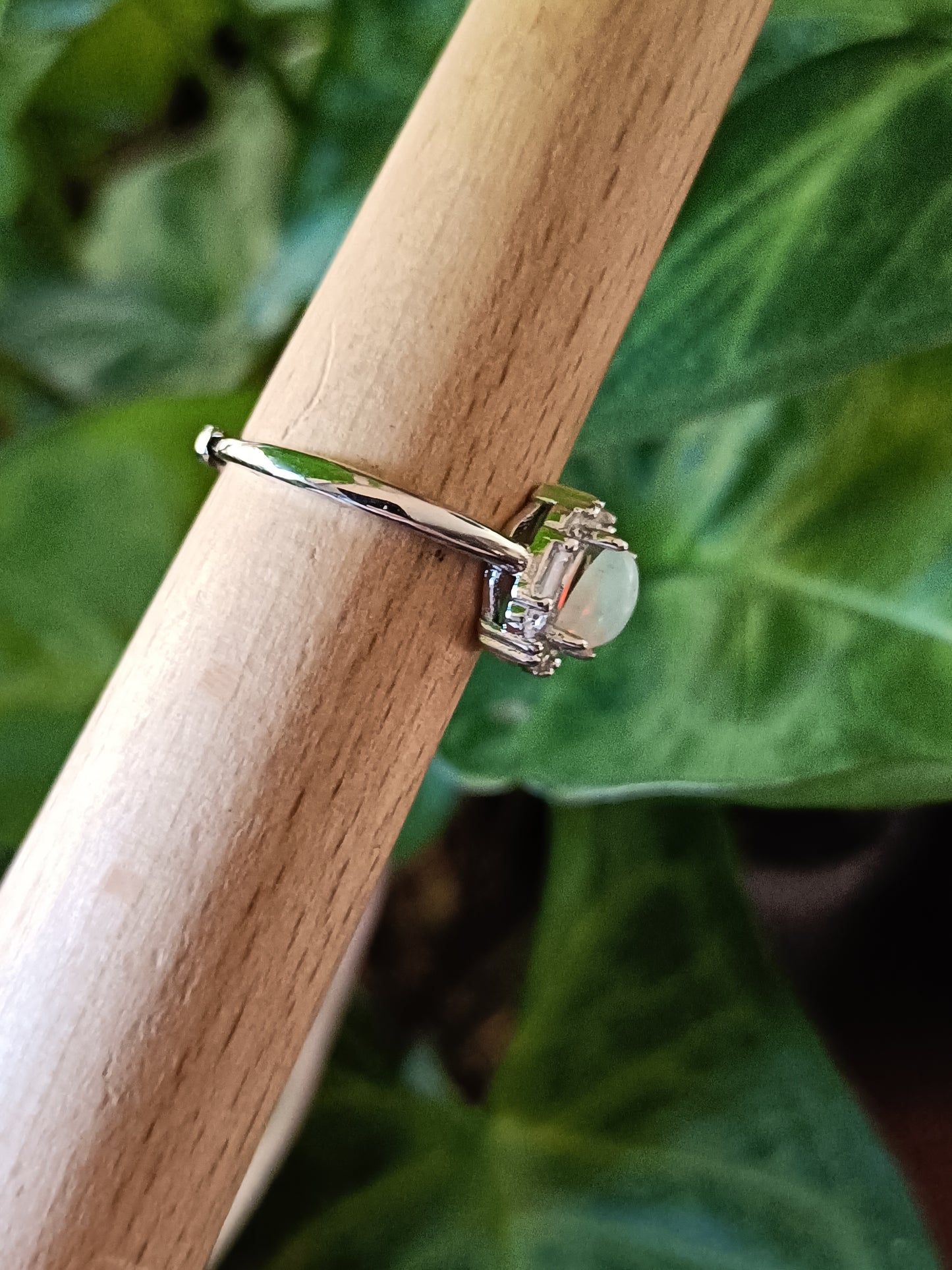 Oval Welo Fire Opal Ring - Silver-Plated Copper