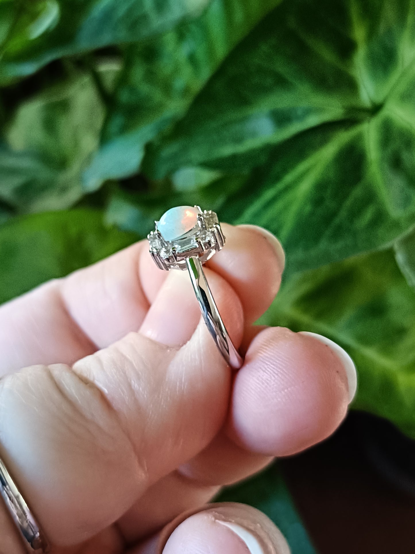 Oval Welo Fire Opal Ring - Silver-Plated Copper