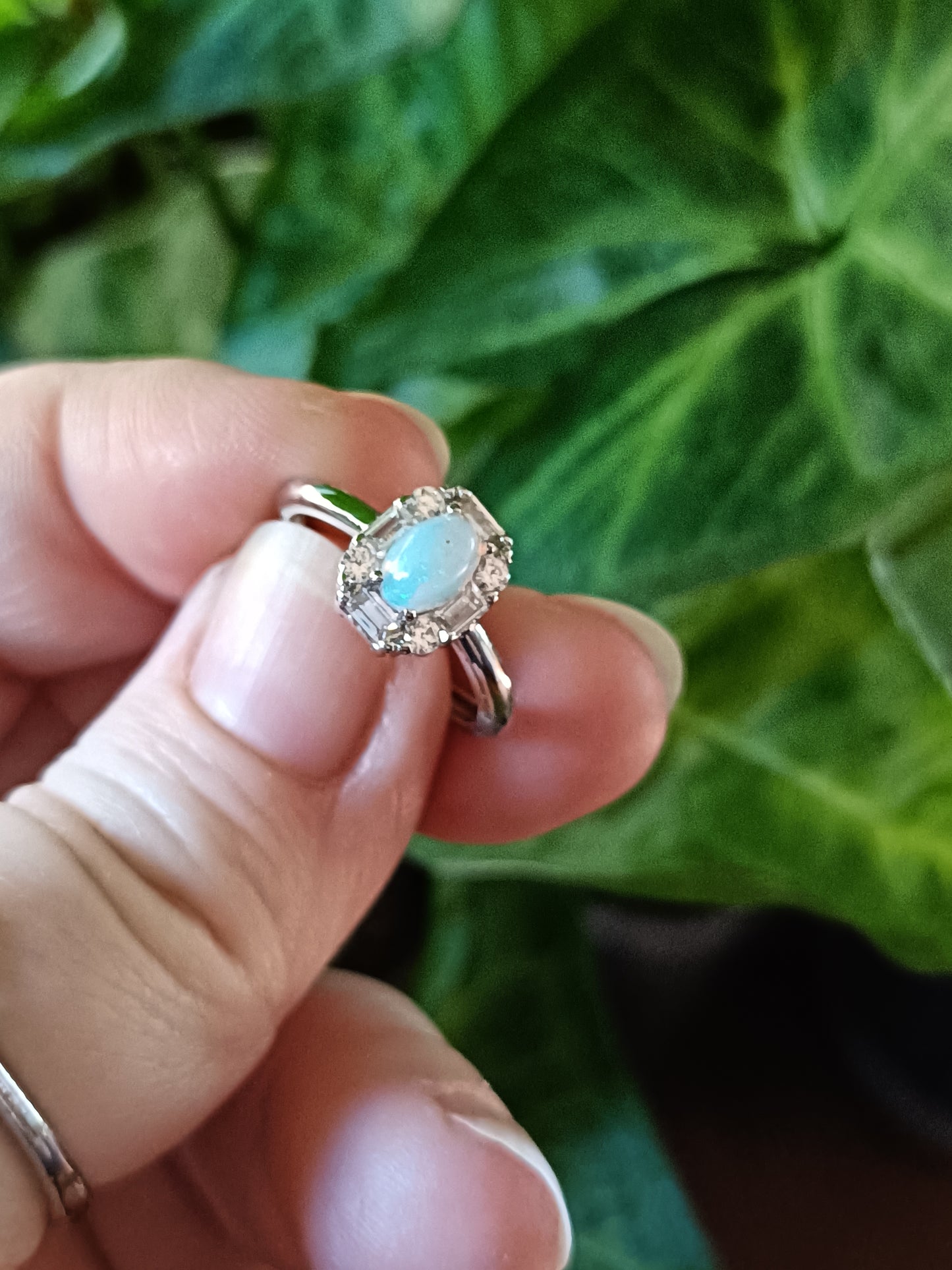 Oval Welo Fire Opal Ring - Silver-Plated Copper