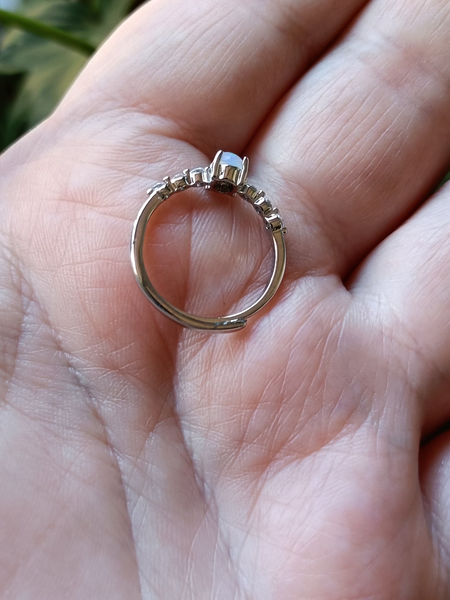 Oval Welo Fire Opal Ring - Silver-Plated Copper