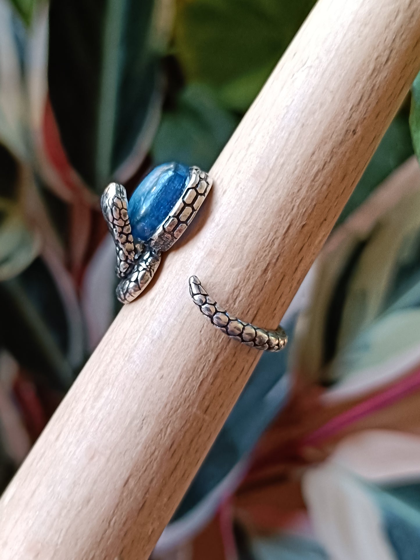 Oval Blue Kyanite Ring - Silver-Plated Copper