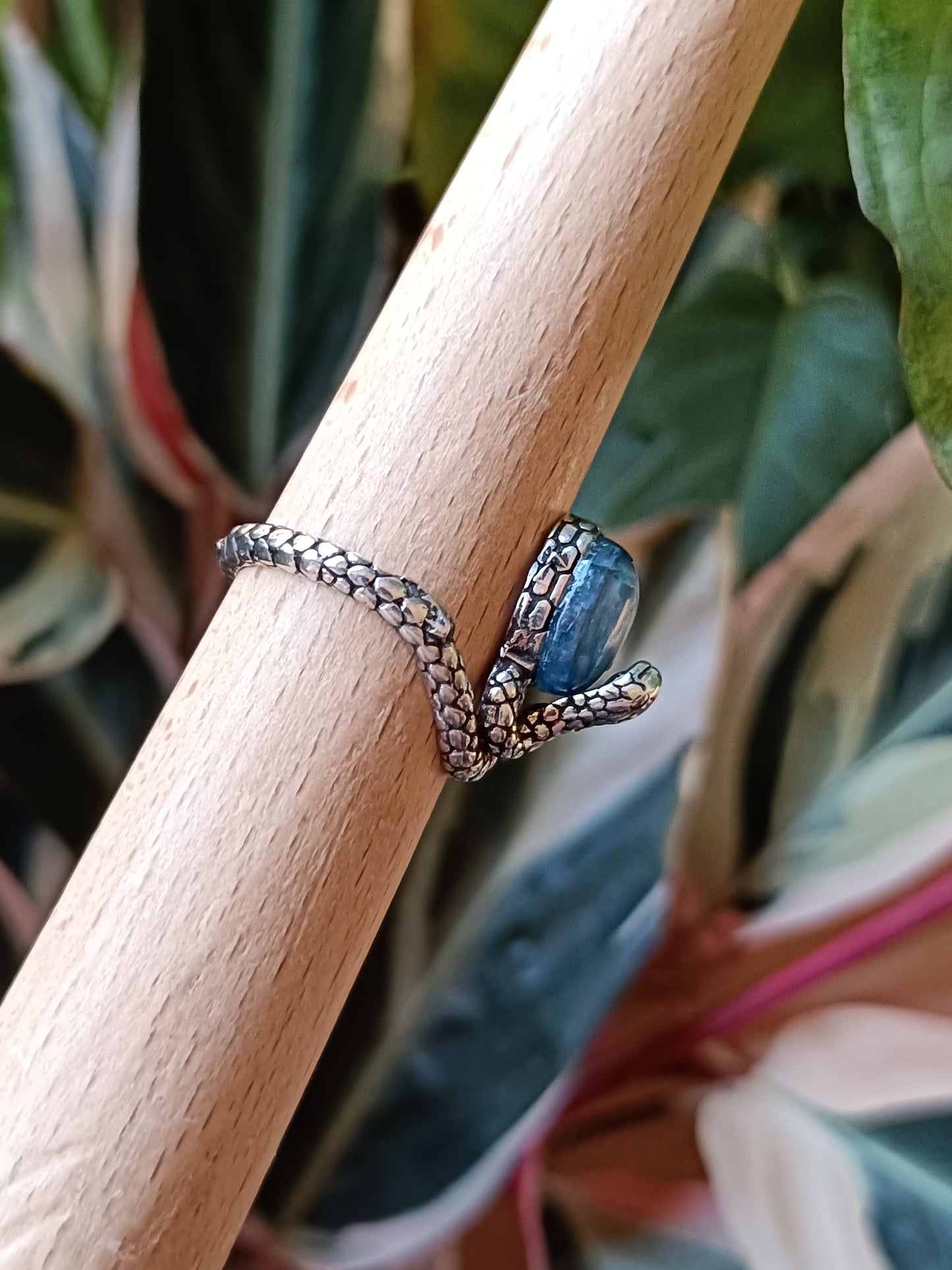 Oval Blue Kyanite Ring - Silver-Plated Copper