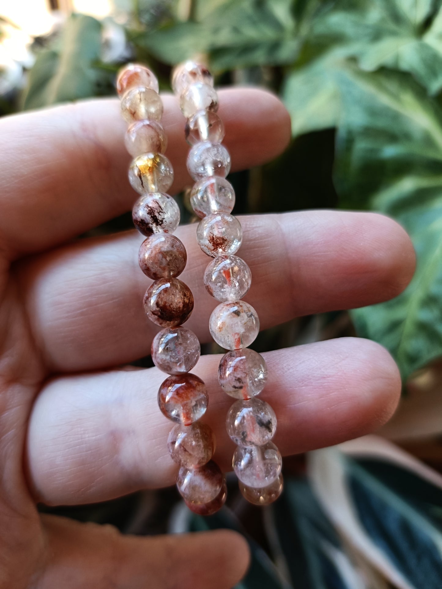 Fire Quartz Round Beaded Stretch Bracelet - 6mm