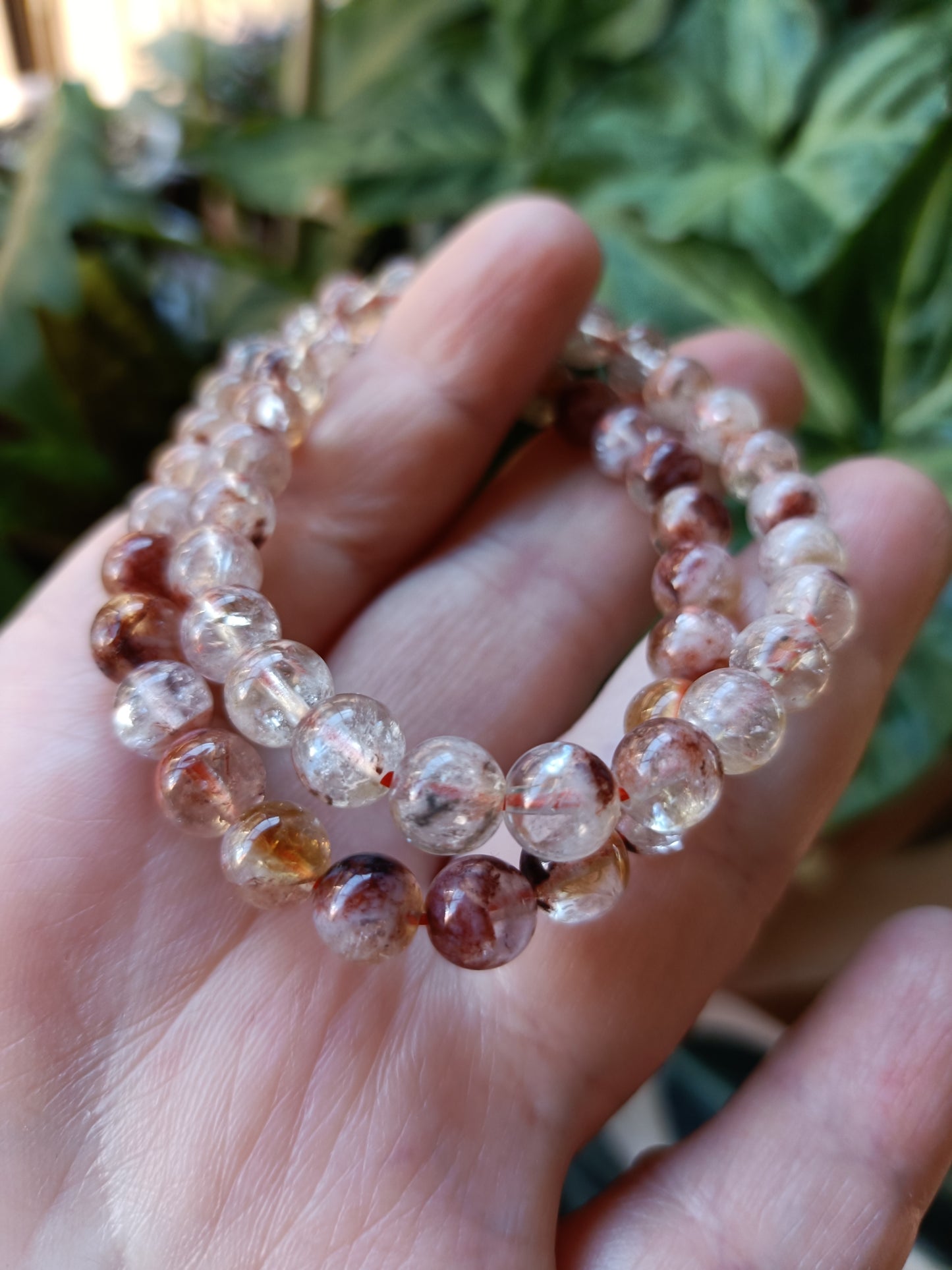 Fire Quartz Round Beaded Stretch Bracelet - 6mm