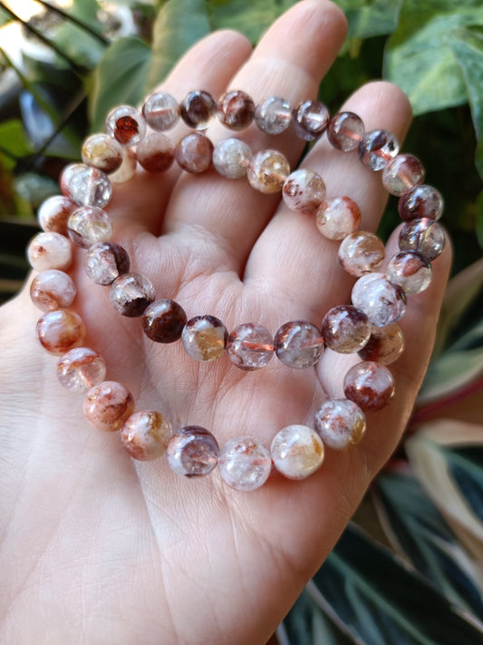 Fire Quartz Round Beaded Stretch Bracelet - 8mm