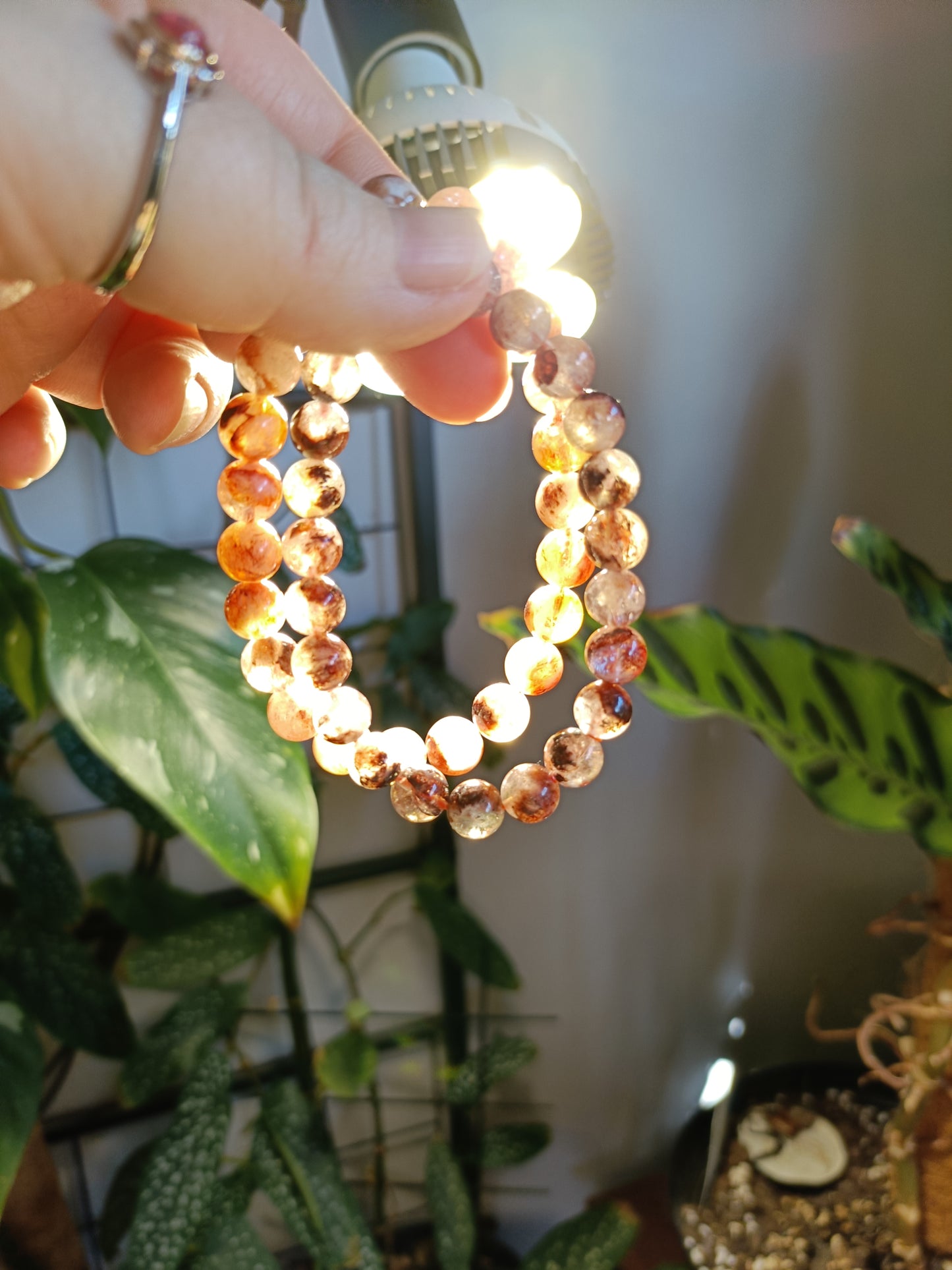 Fire Quartz Round Beaded Stretch Bracelet - 8mm