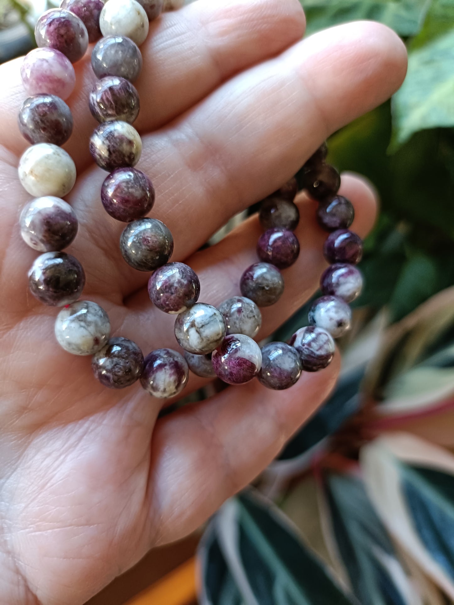 Pink Tourmaline in Quartz Round Beaded Stretch Bracelet - 8mm