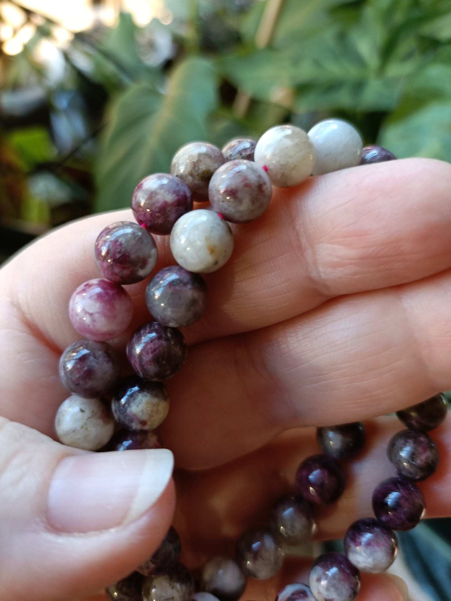 Pink Tourmaline in Quartz Round Beaded Stretch Bracelet - 8mm