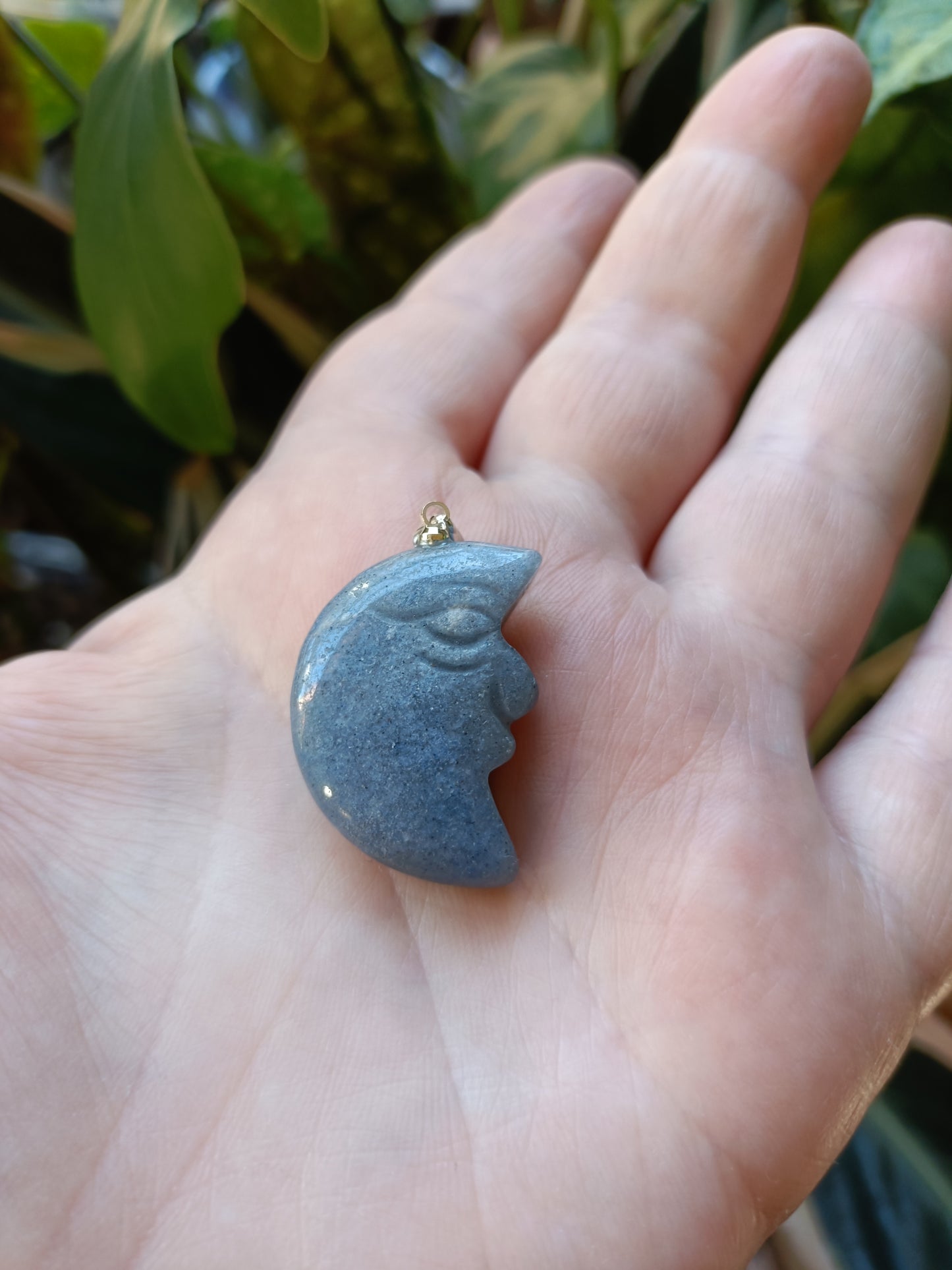 Mixed Moon Face Pendant - Silver-Plated Copper