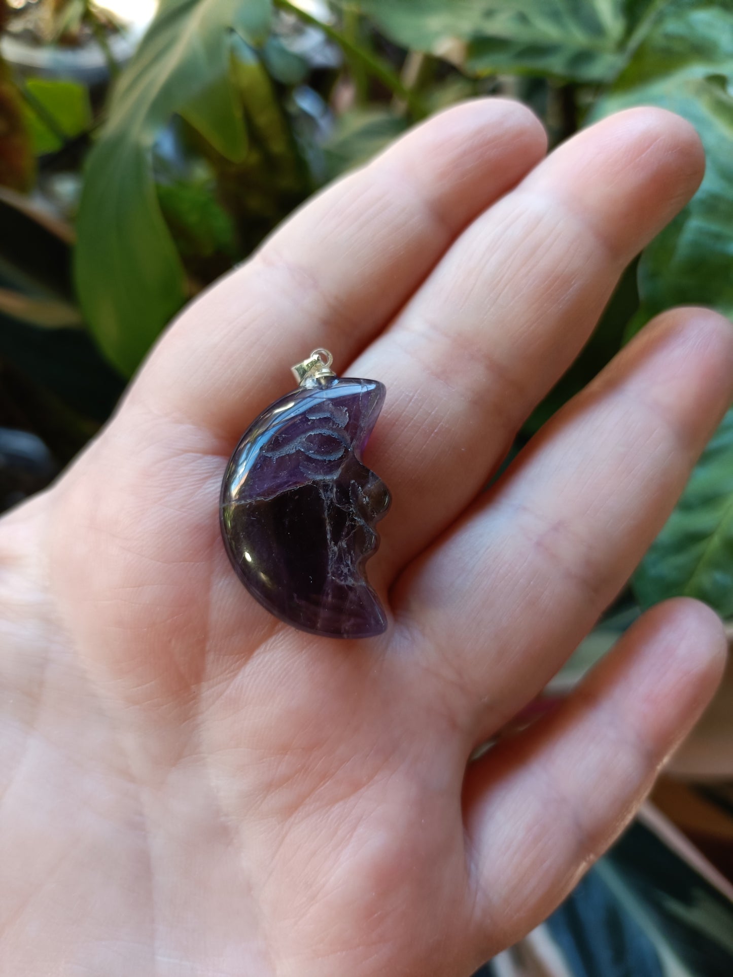 Mixed Moon Face Pendant - Silver-Plated Copper