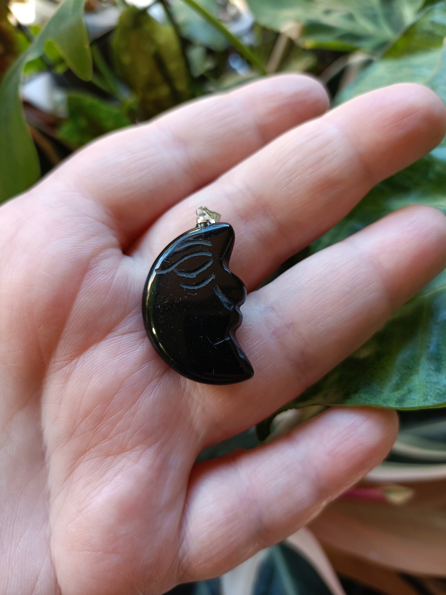 Mixed Moon Face Pendant - Silver-Plated Copper