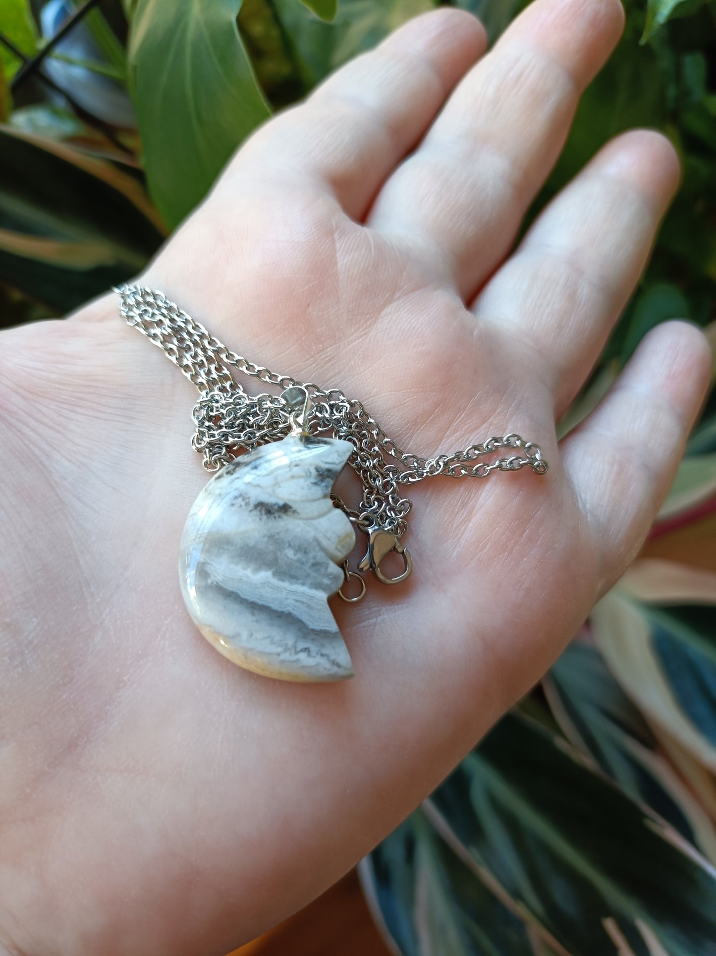 Mixed Moon Face Pendant - Silver-Plated Copper