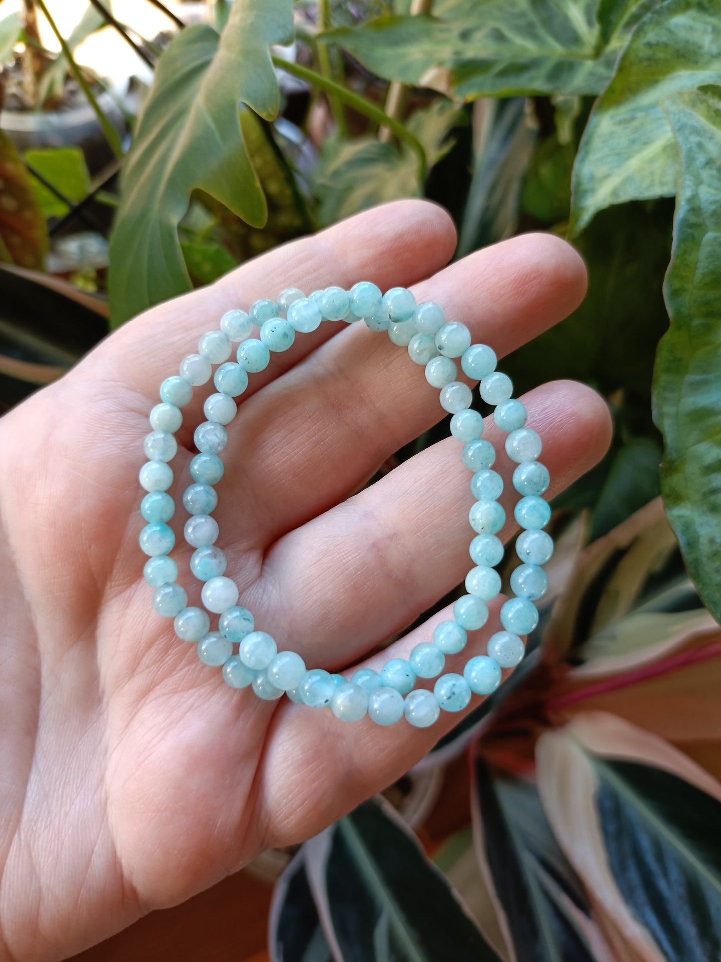 Amazonite Round Beaded Stretch Bracelet - 4mm