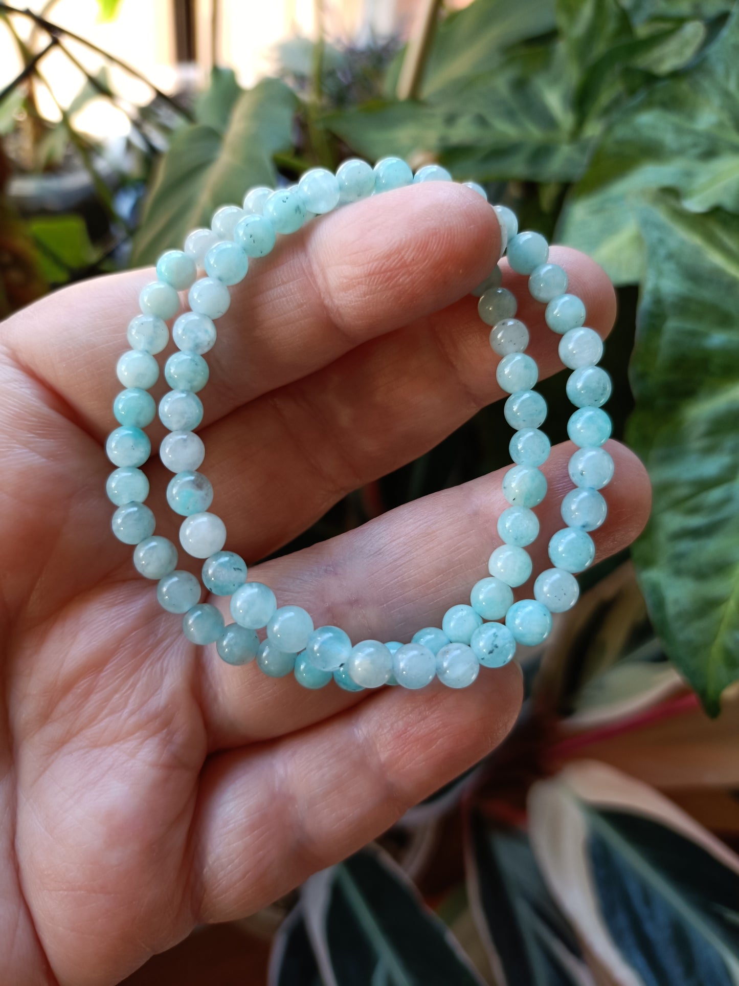 Amazonite Round Beaded Stretch Bracelet - 4mm
