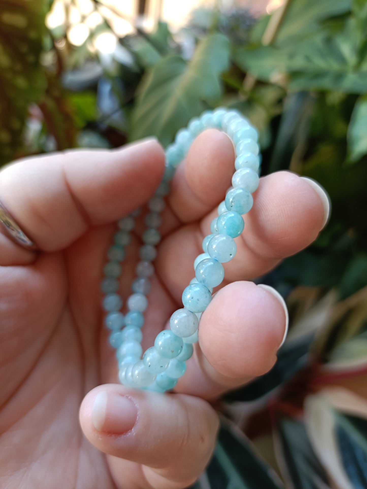 Amazonite Round Beaded Stretch Bracelet - 4mm