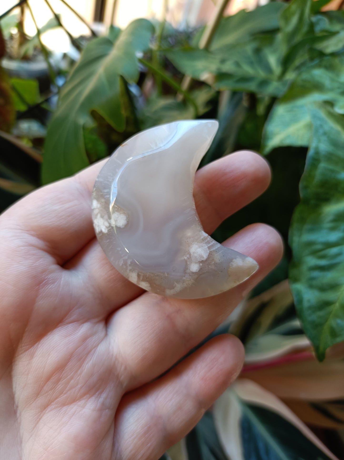 Pink Flower Agate Moon - 40-50g