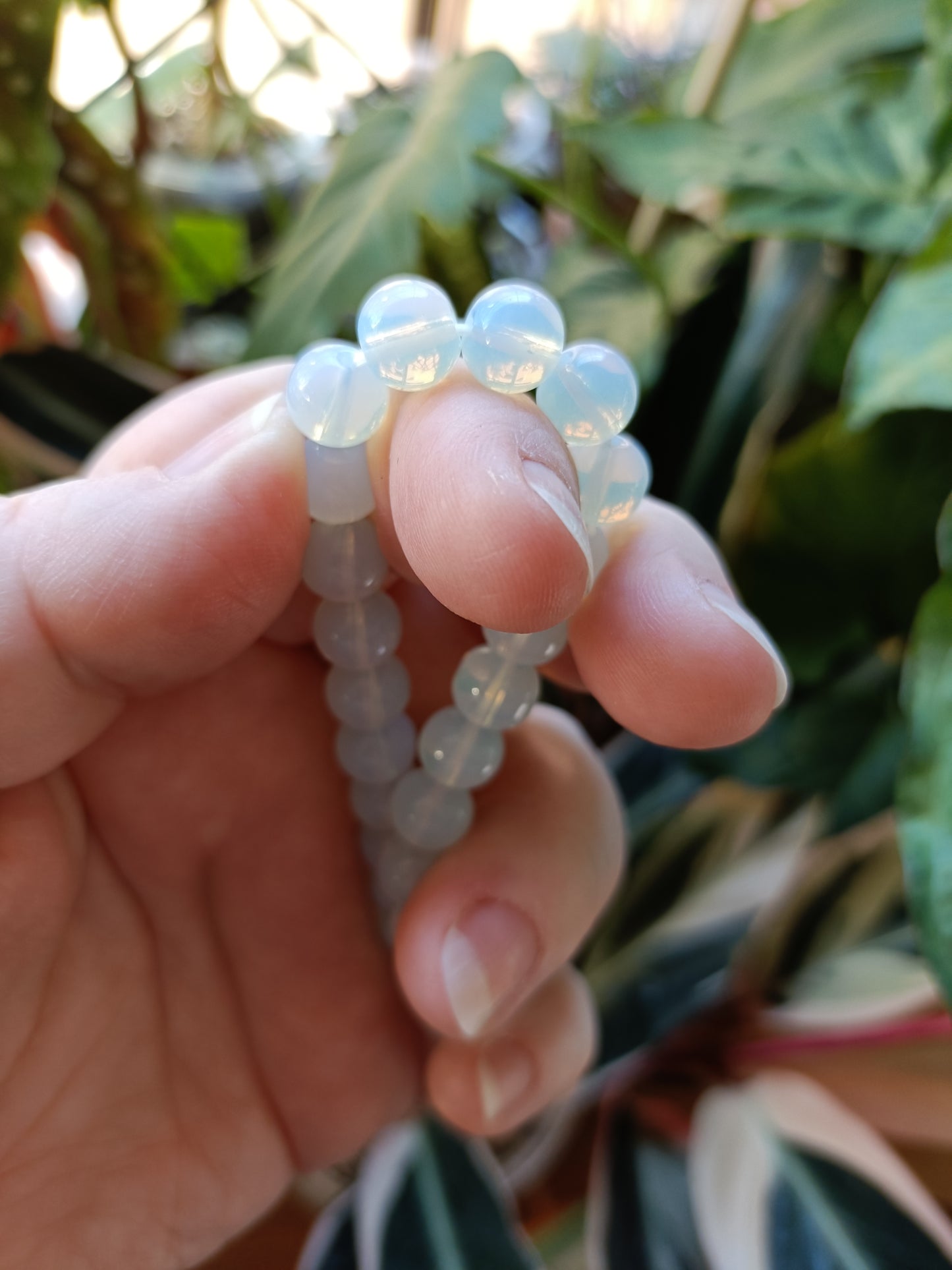 Opalite Round Beaded Stretch Bracelet - 8mm