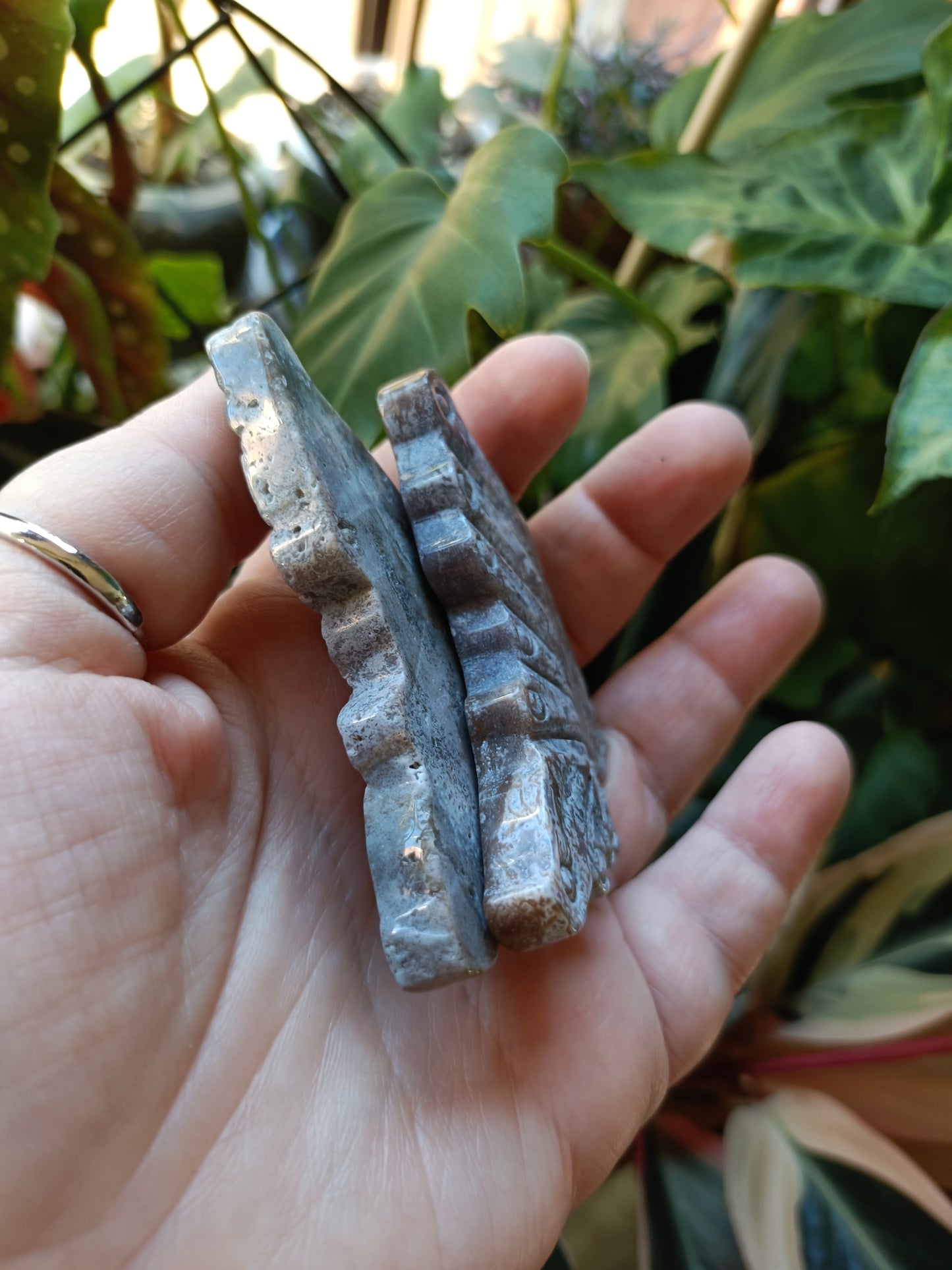 Ocean Jasper Butterfly Wings with Stand - 84g